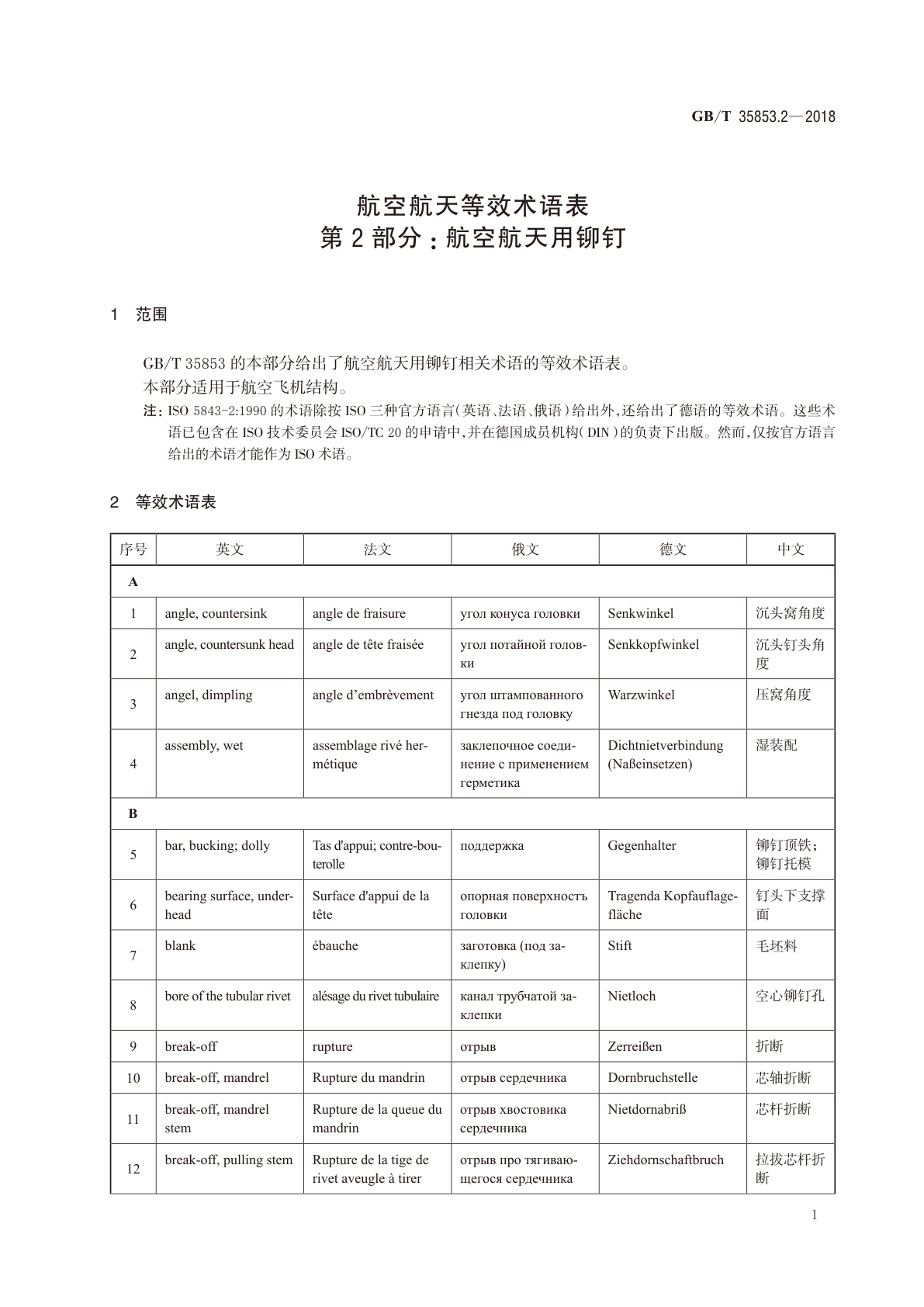 GB/T 35853.2-2018 航空航天等效术语表　第2部分：航空航天用铆钉