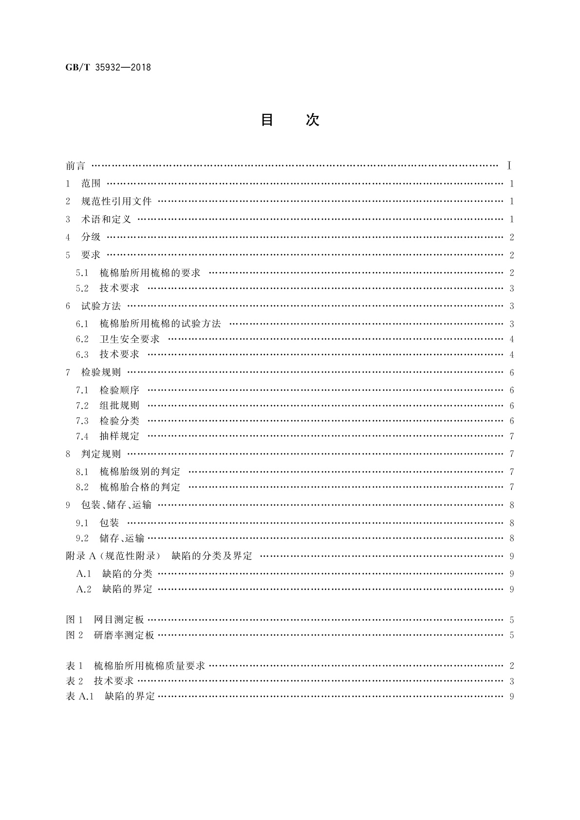 GB/T 35932-2018 梳棉胎