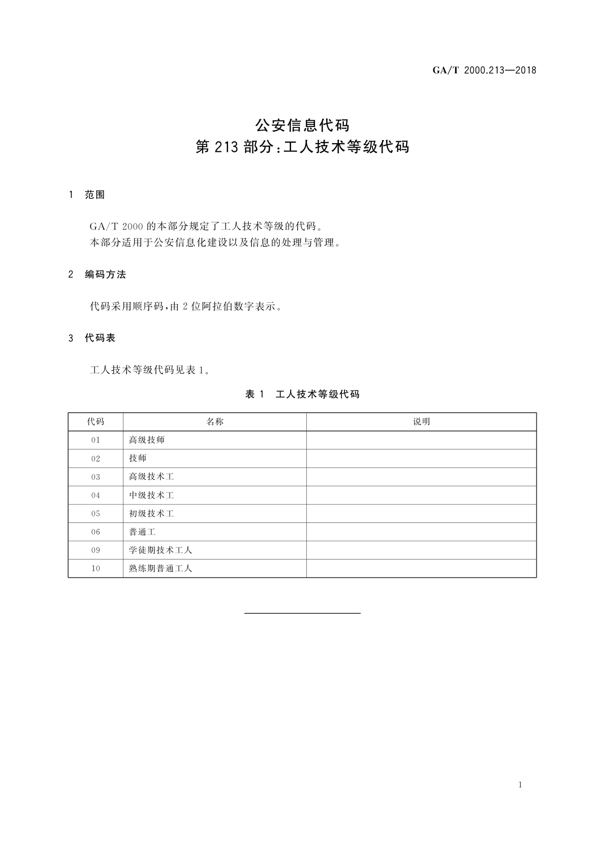 GA/T 2000.213-2018 公安信息代码　第213部分：工人技术等级代码
