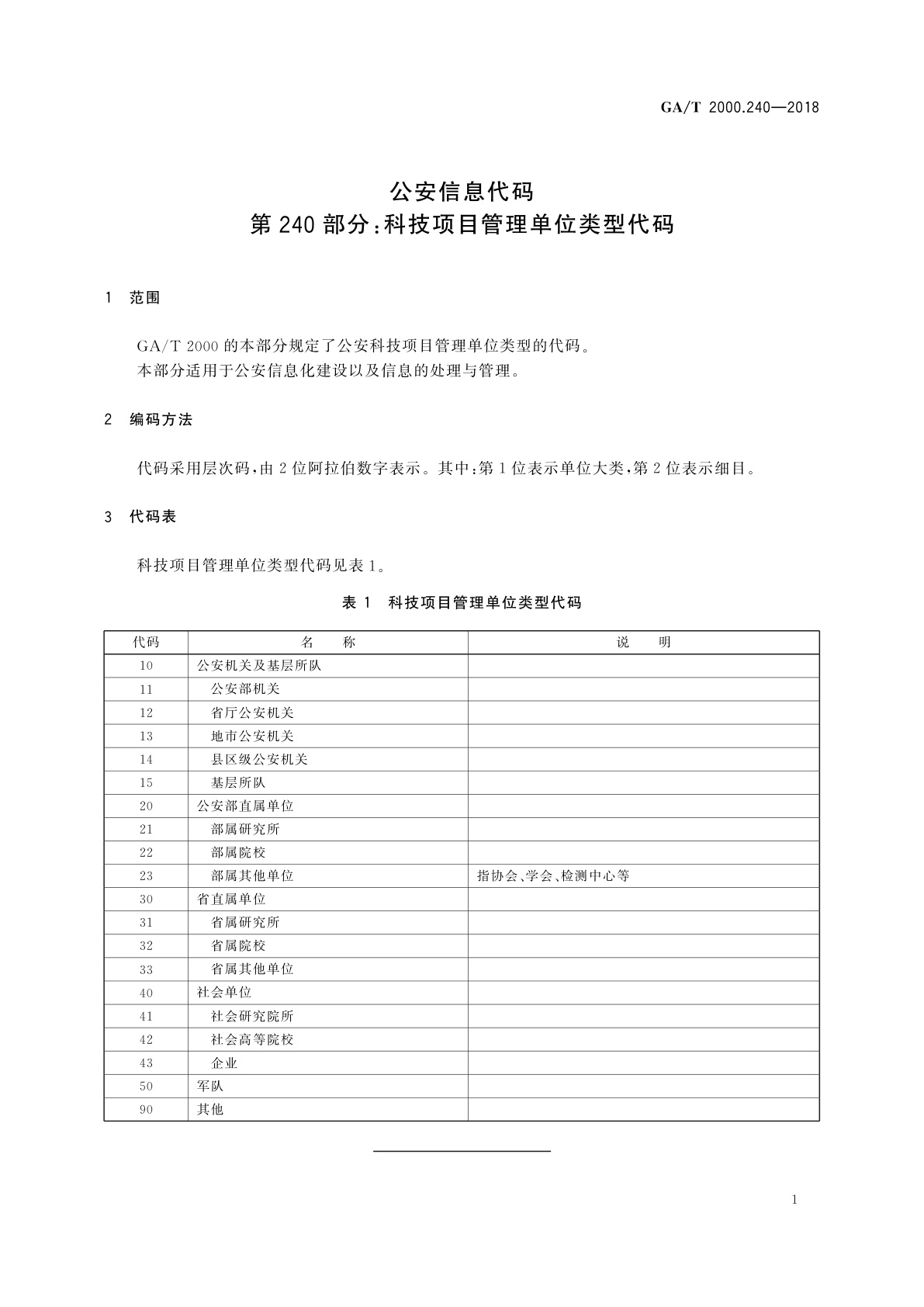 GA/T 2000.240-2018 公安信息代码　第240部分：科技项目管理单位类型代码