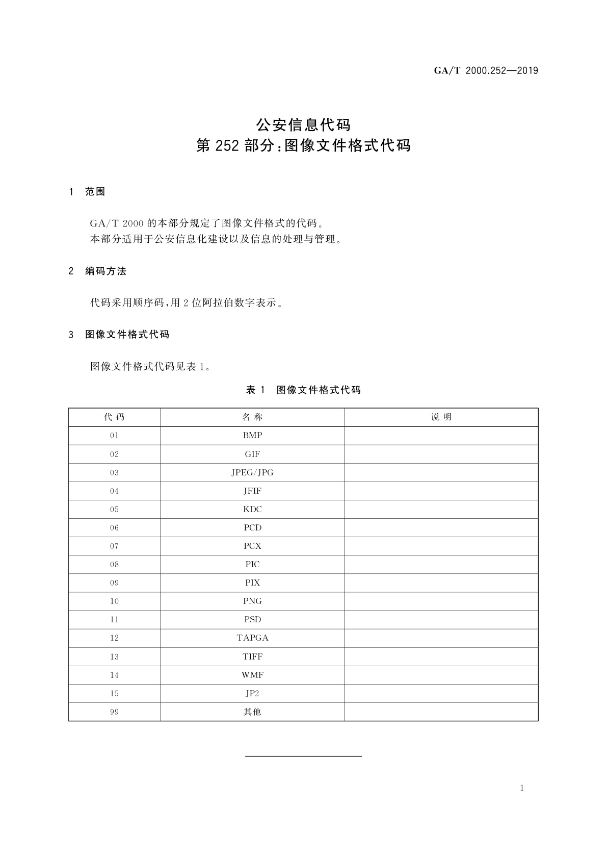 GA/T 2000.252-2019 公安信息代码　第252部分：图像文件格式代码