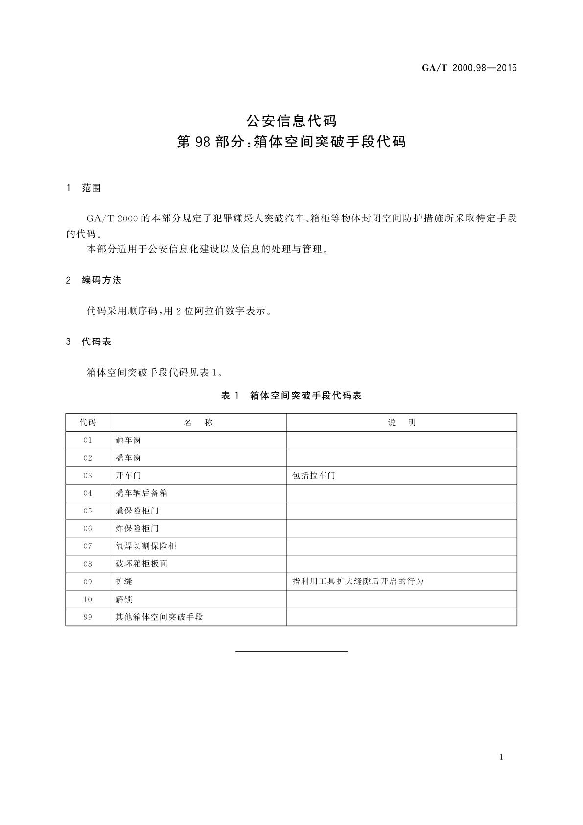 GA/T 2000.98-2015 公安信息代码　第98部分：箱体空间突破手段代码