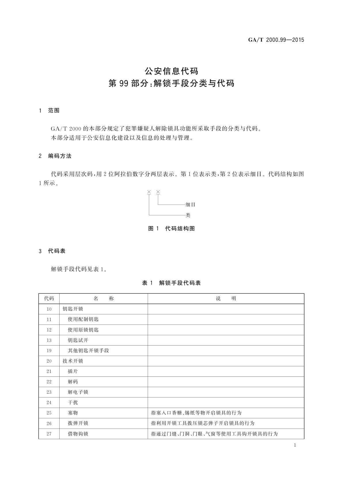 GA/T 2000.99-2015 公安信息代码　第99部分：解锁手段分类与代码