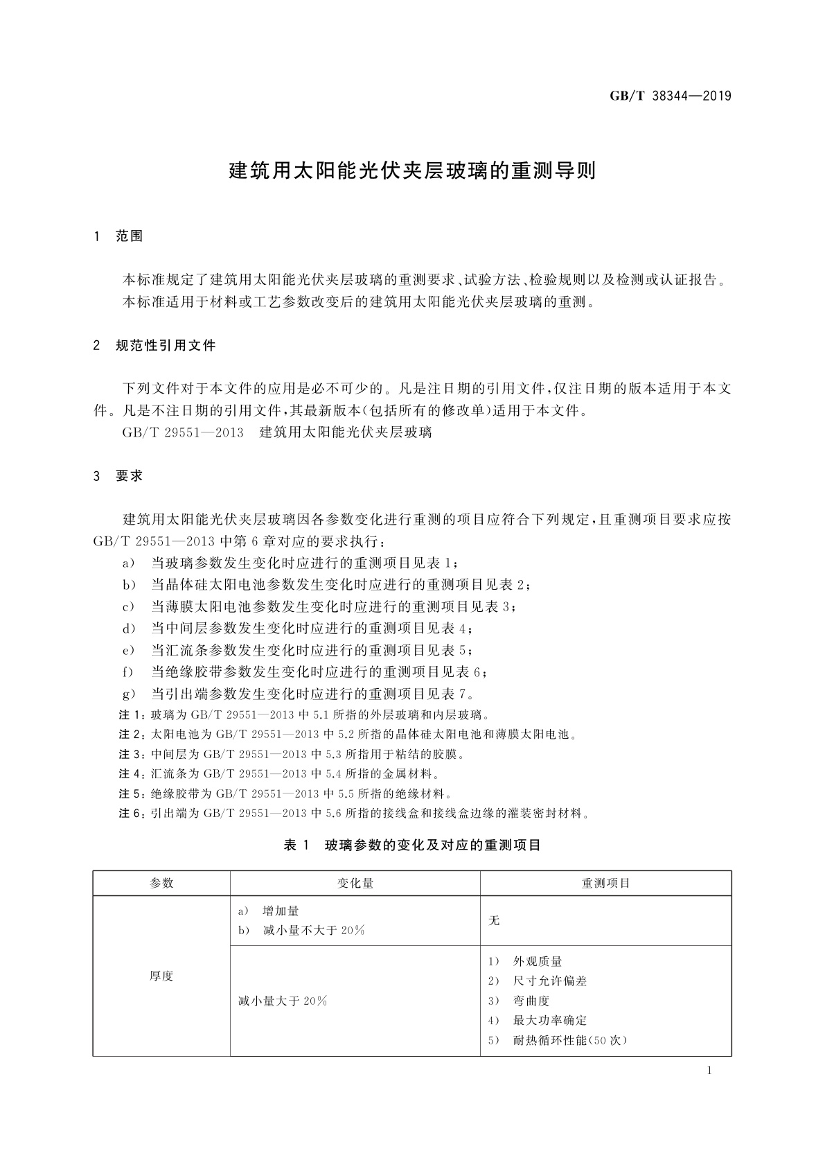 GB/T 38344-2019 建筑用太阳能光伏夹层玻璃的重测导则