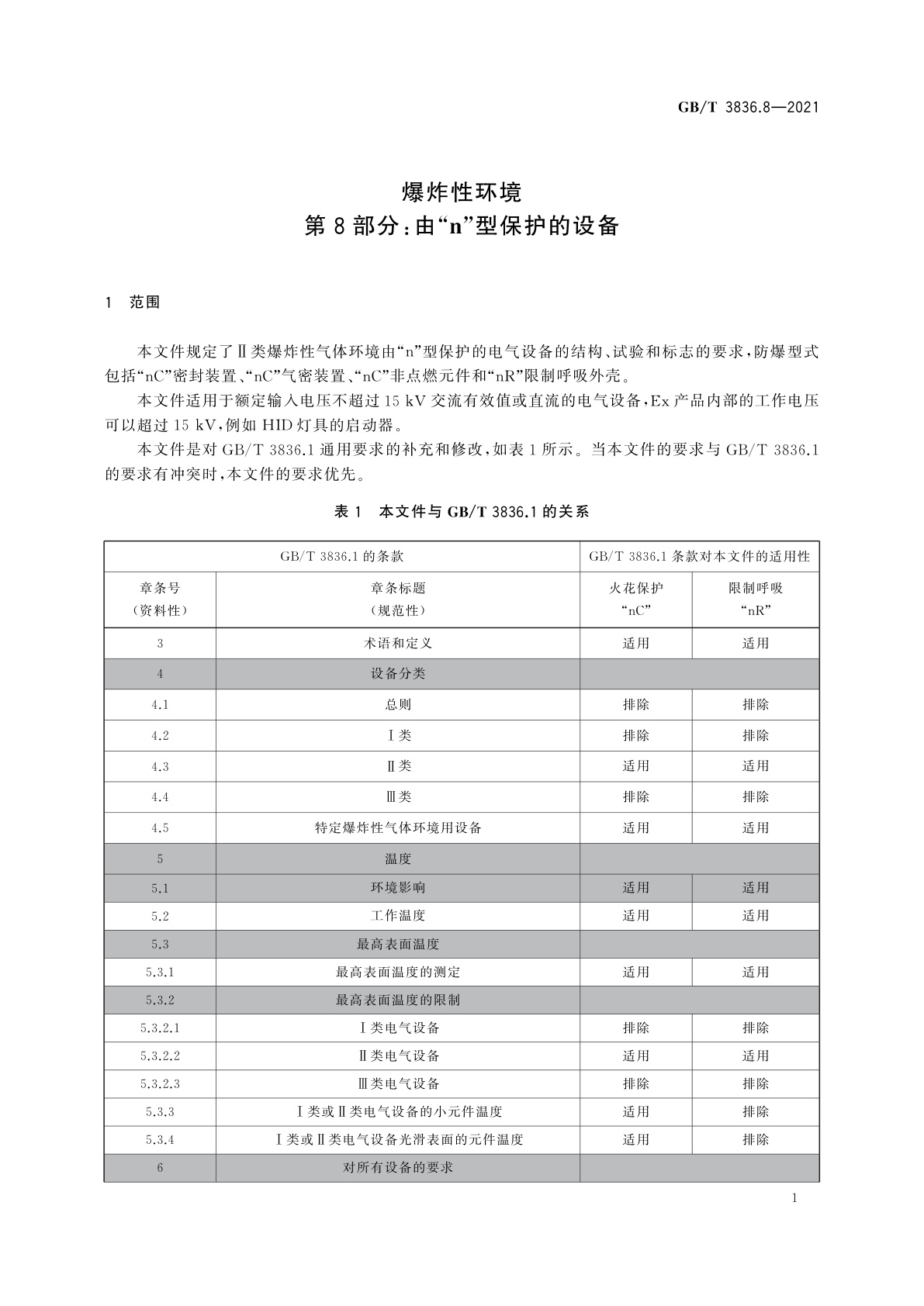 GB/T 3836.8-2021 爆炸性环境　第8部分：由“n”型保护的设备