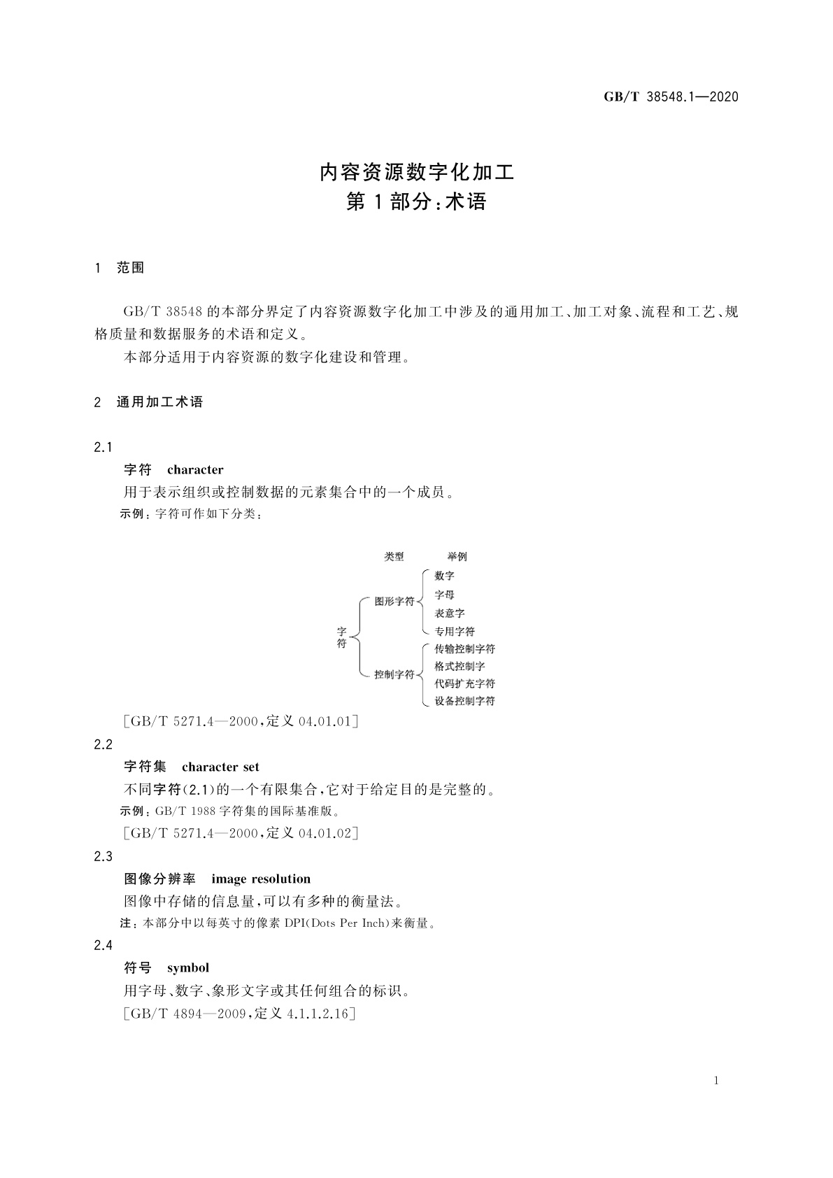GB/T 38548.1-2020 内容资源数字化加工　第1部分：术语
