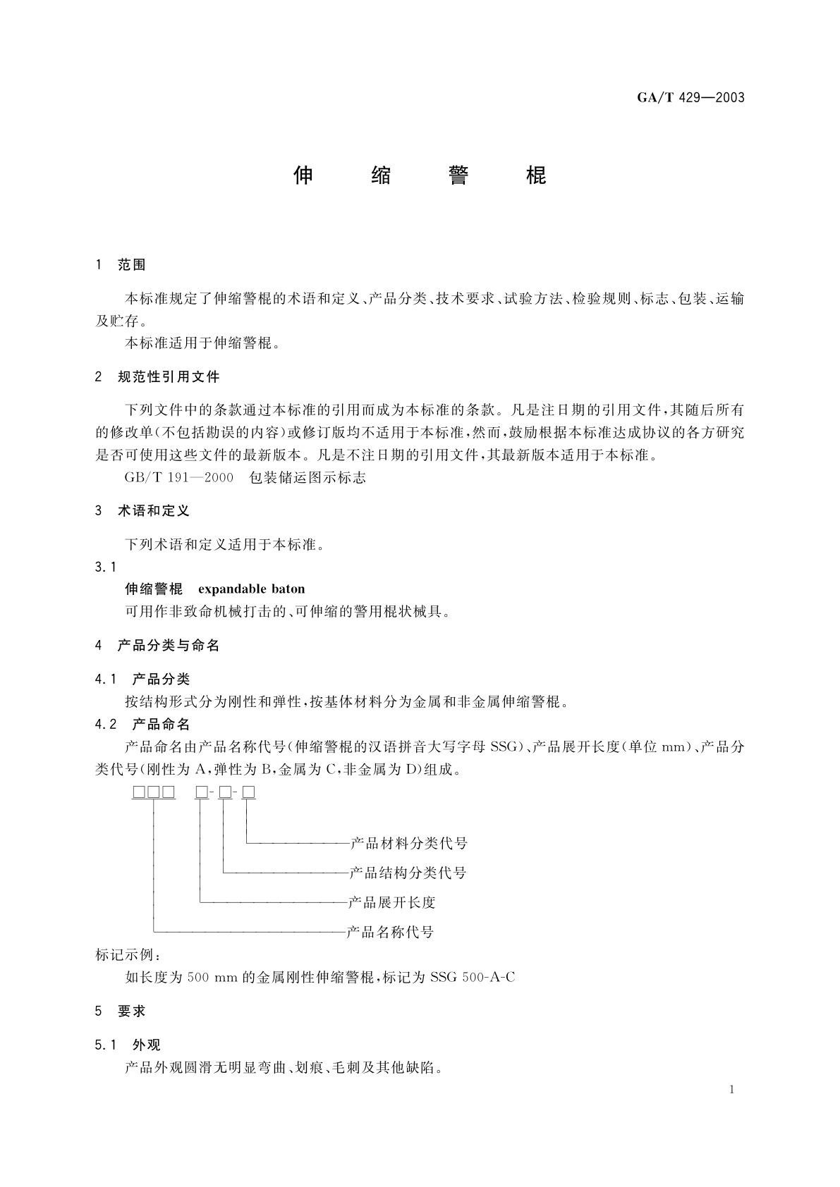 GA/T 429-2003 伸缩警棍