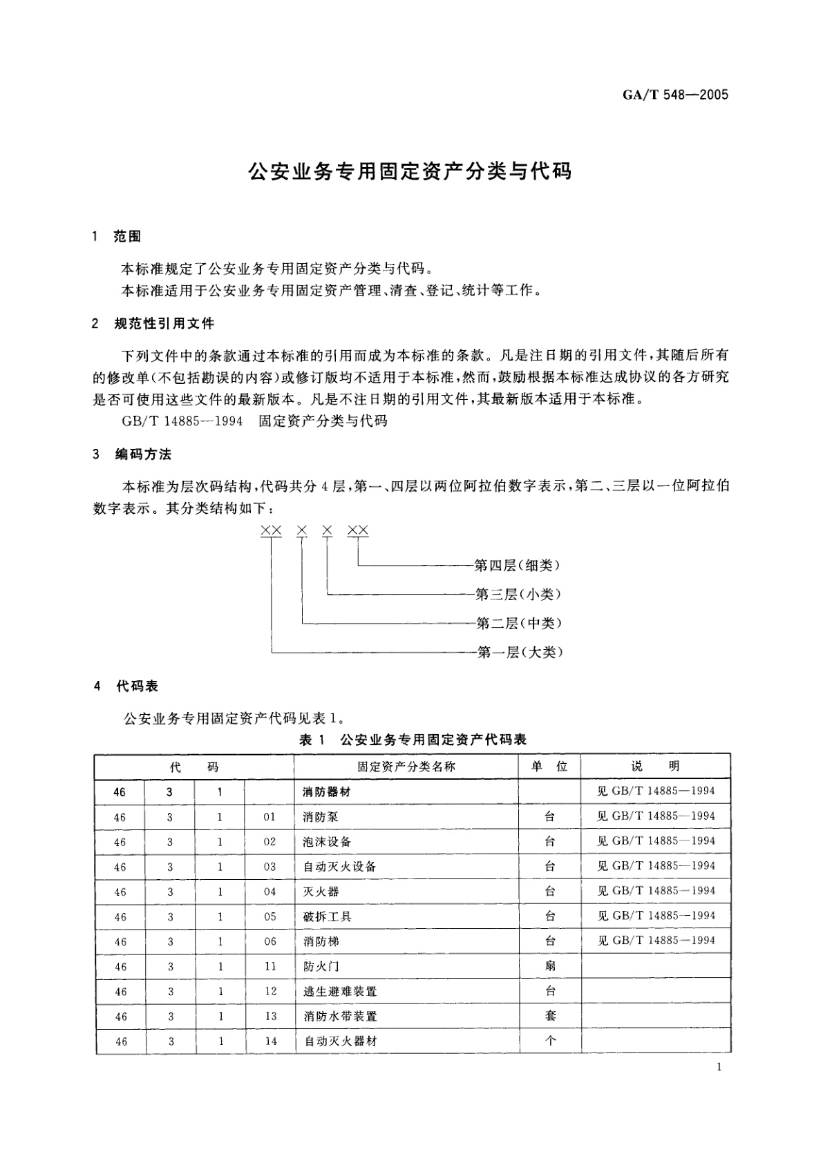 GA/T 548-2005 公安业务专用固定资产分类与代码