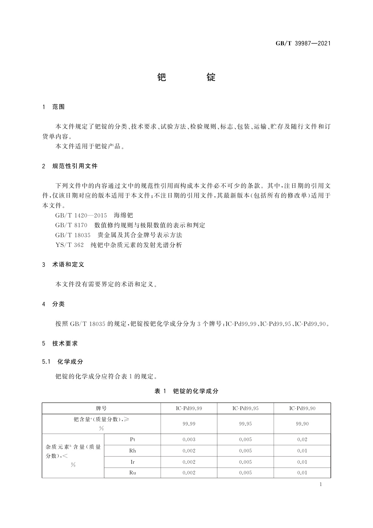 GB/T 39987-2021 钯锭