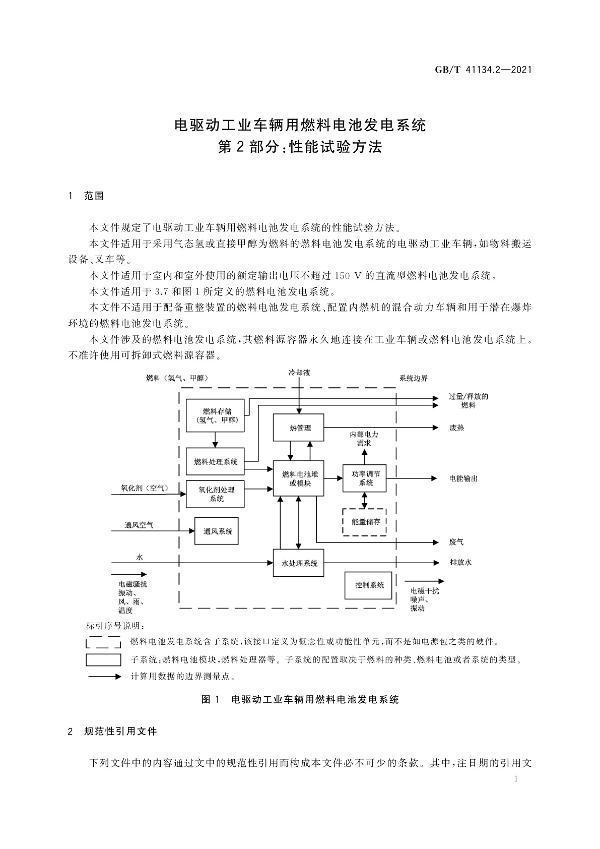 GB/T 41134.2-2021 电驱动工业车辆用燃料电池发电系统　第2部分：性能试验方法