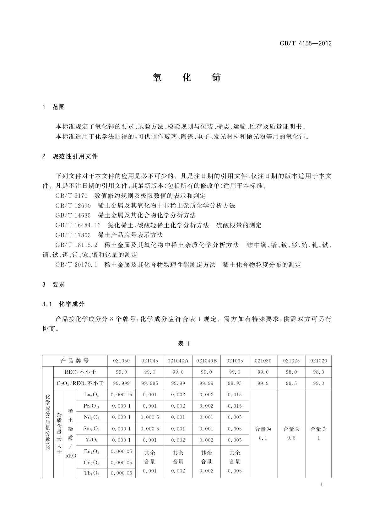 GB/T 4155-2012 氧化铈