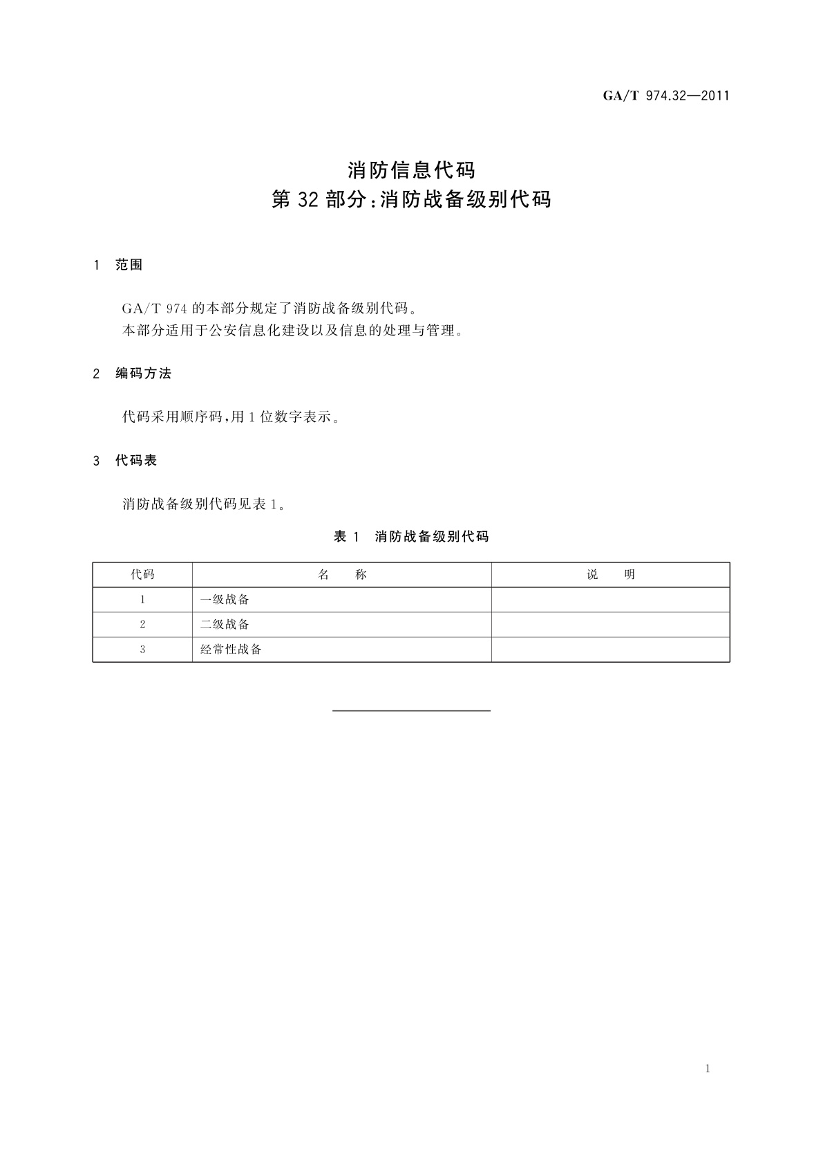 GA/T 974.32-2011 消防信息代码　第32部分：消防战备级别代码
