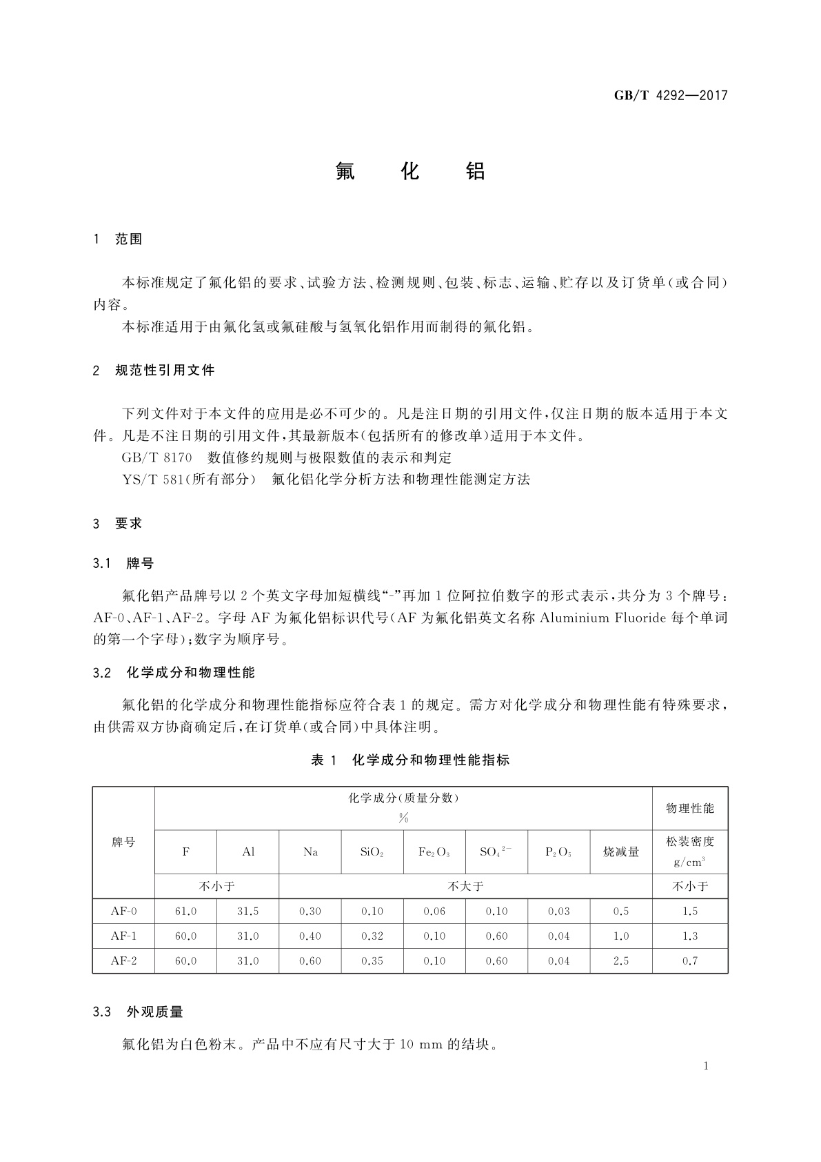 GB/T 4292-2017 氟化铝
