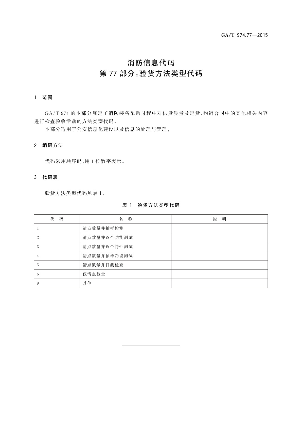 GA/T 974.77-2015 消防信息代码　第77部分：验货方法类型代码