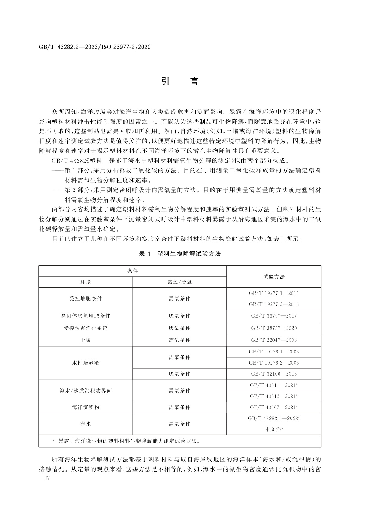 GB/T 43282.2-2023 塑料　暴露于海水中塑料材料需氧生物分解的测定　第2部分：采用测定密闭呼吸计内需氧量的方法