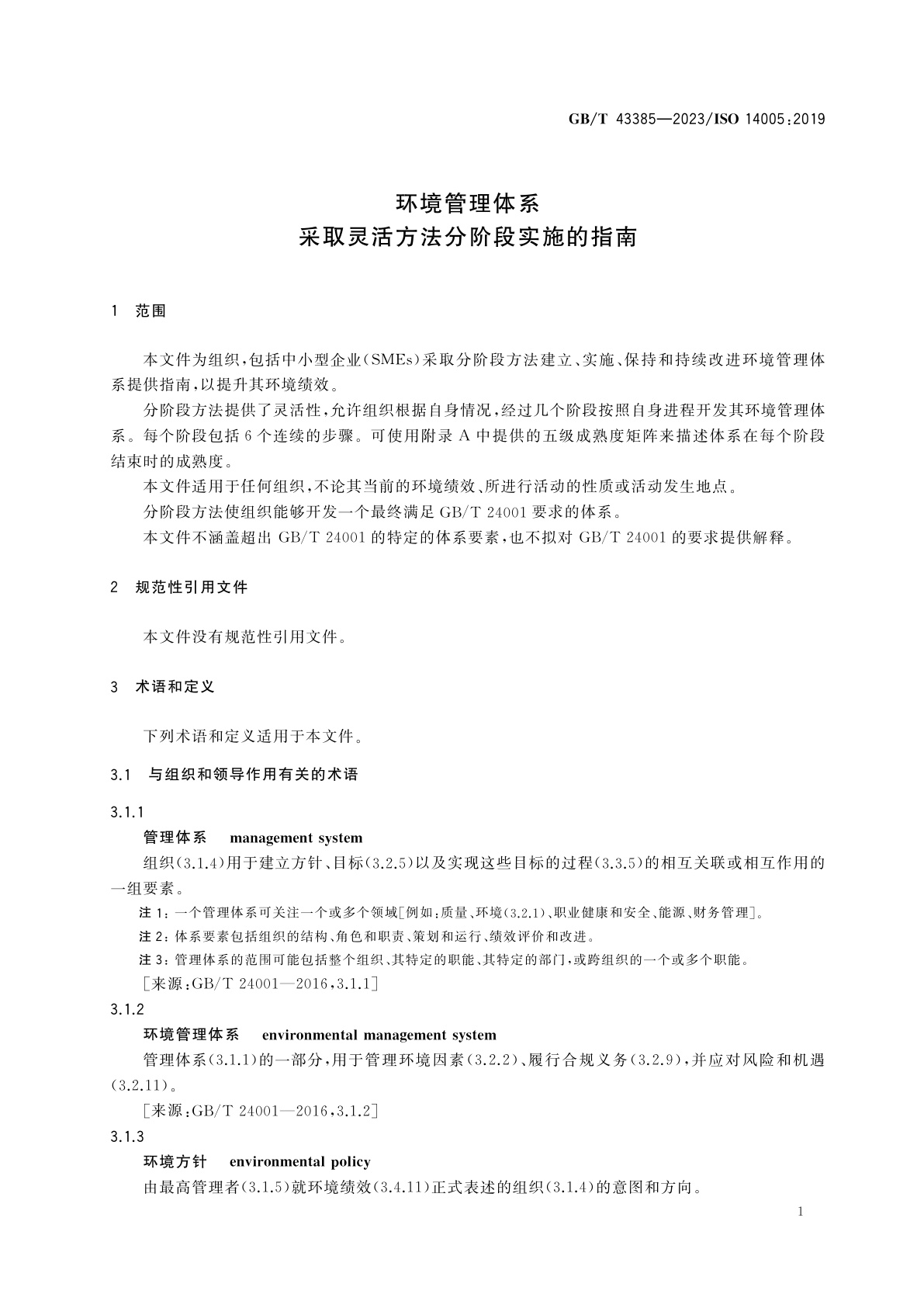 GB/T 43385-2023 环境管理体系　采取灵活方法分阶段实施的指南
