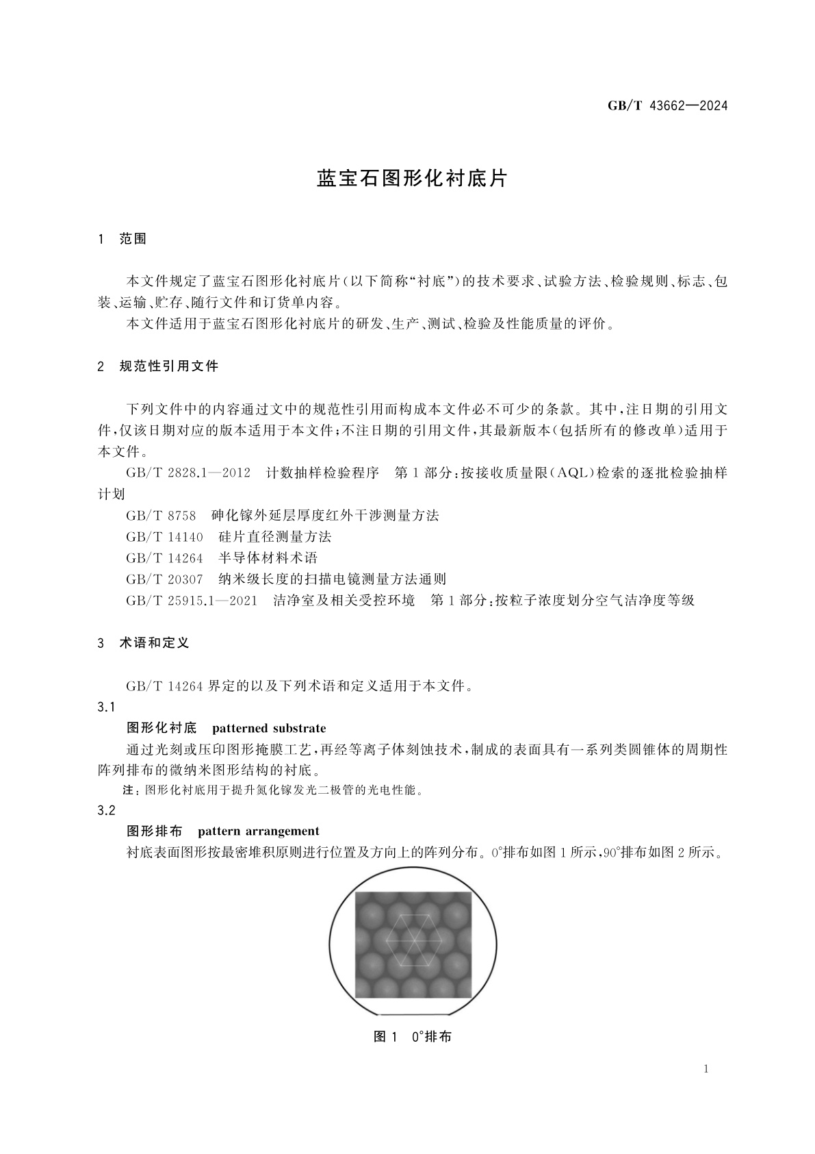 GB/T 43662-2024 蓝宝石图形化衬底片