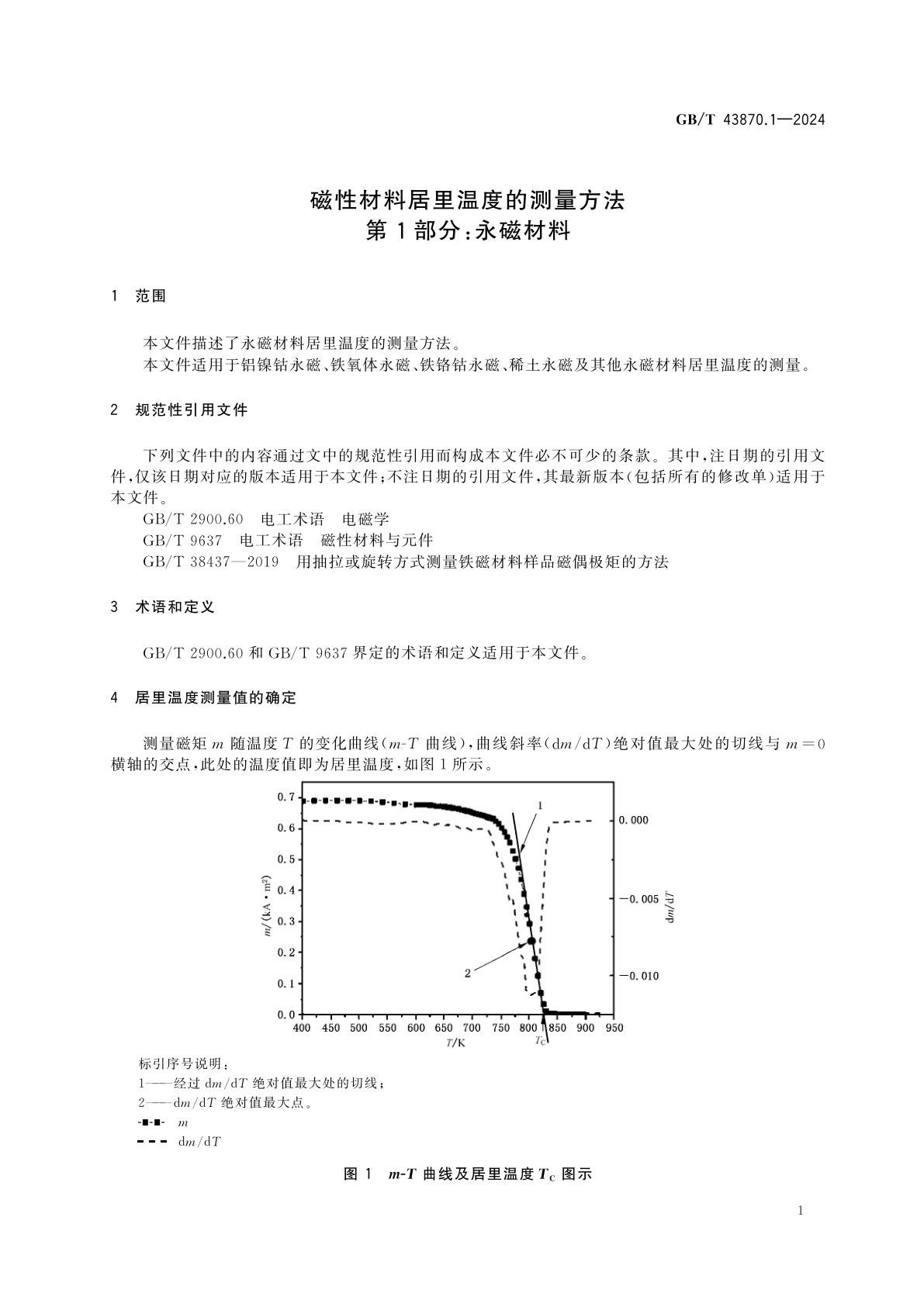 GB/T 43870.1-2024 磁性材料居里温度的测量方法　第1部分：永磁材料