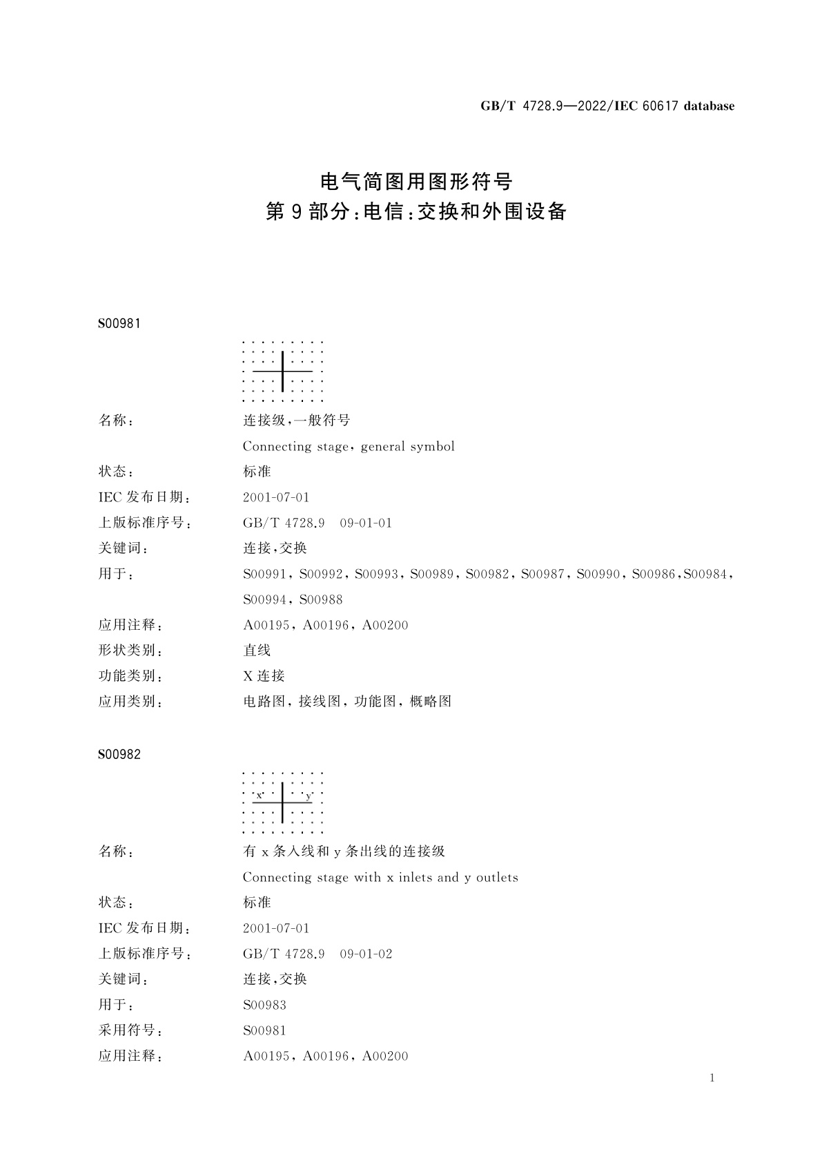 GB/T 4728.9-2022 电气简图用图形符号　第9部分：电信：交换和外围设备
