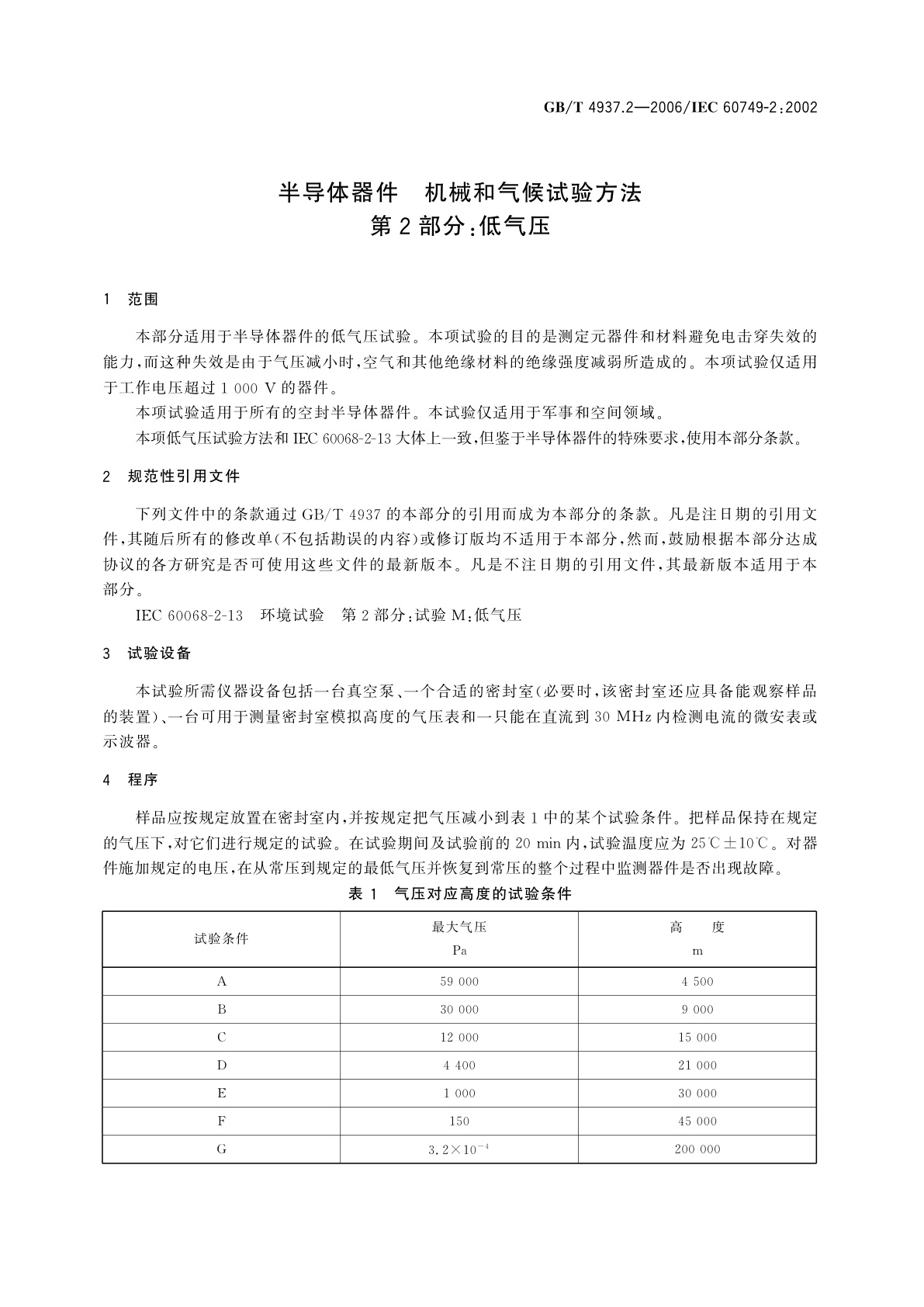 GB/T 4937.2-2006 半导体器件　机械和气候试验方法　第2部分：低气压