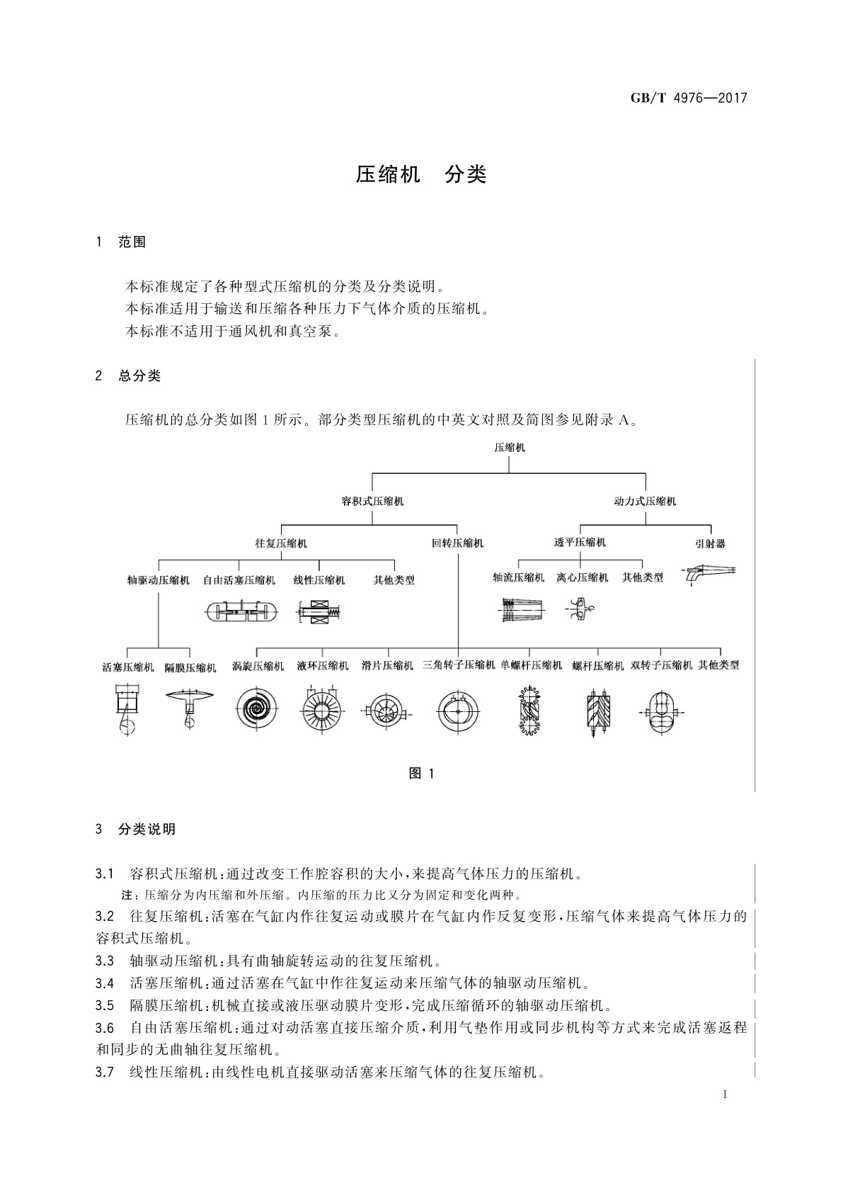 GB/T 4976-2017 压缩机　分类