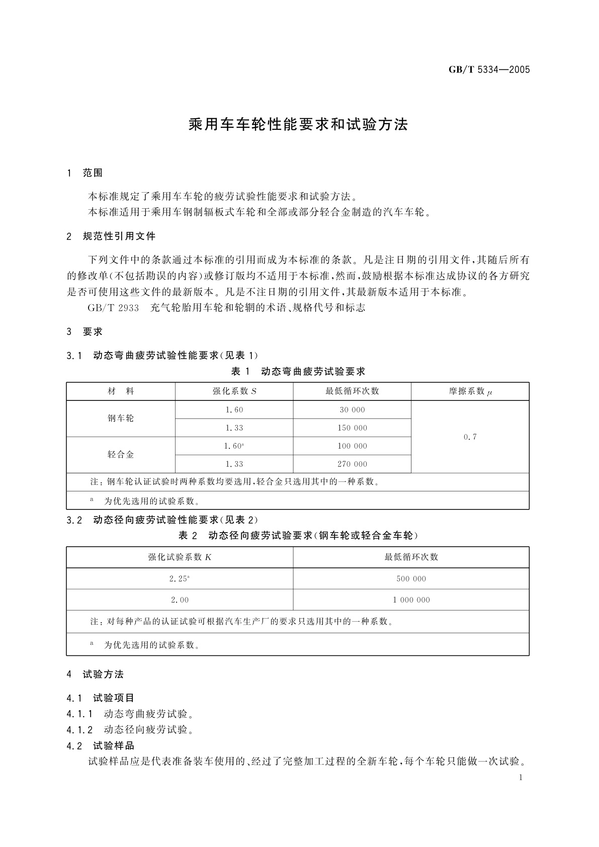 GB/T 5334-2005 乘用车车轮性能要求和试验方法