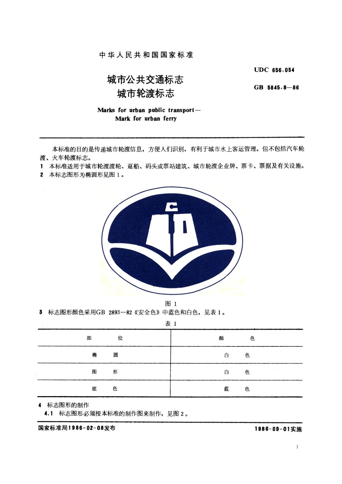 GB/T 5845.8-1986 城市公共交通标志　城市轮渡标志