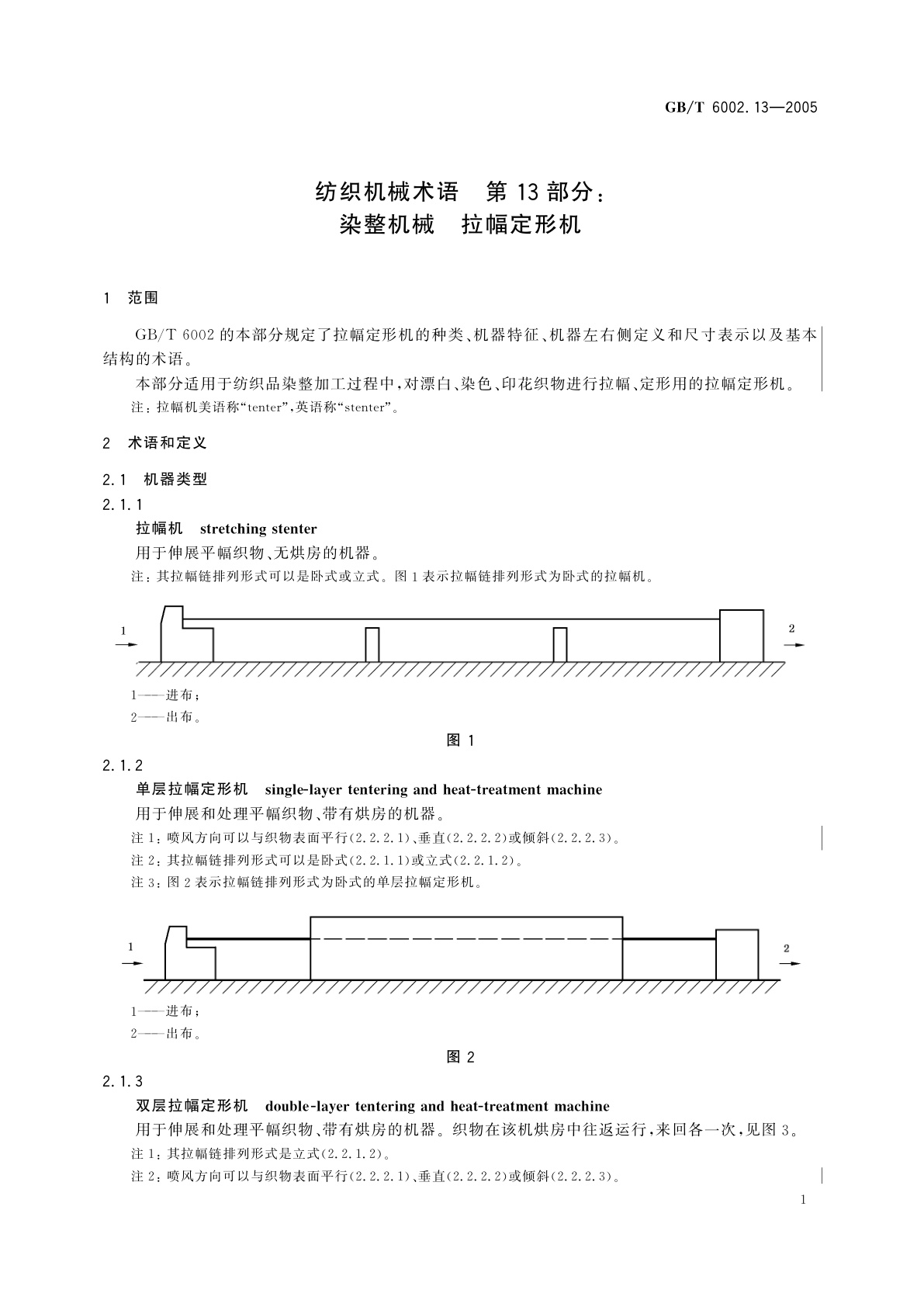 GB/T 6002.13-2005 纺织机械术语　第13部分：染整机械　拉幅定形机