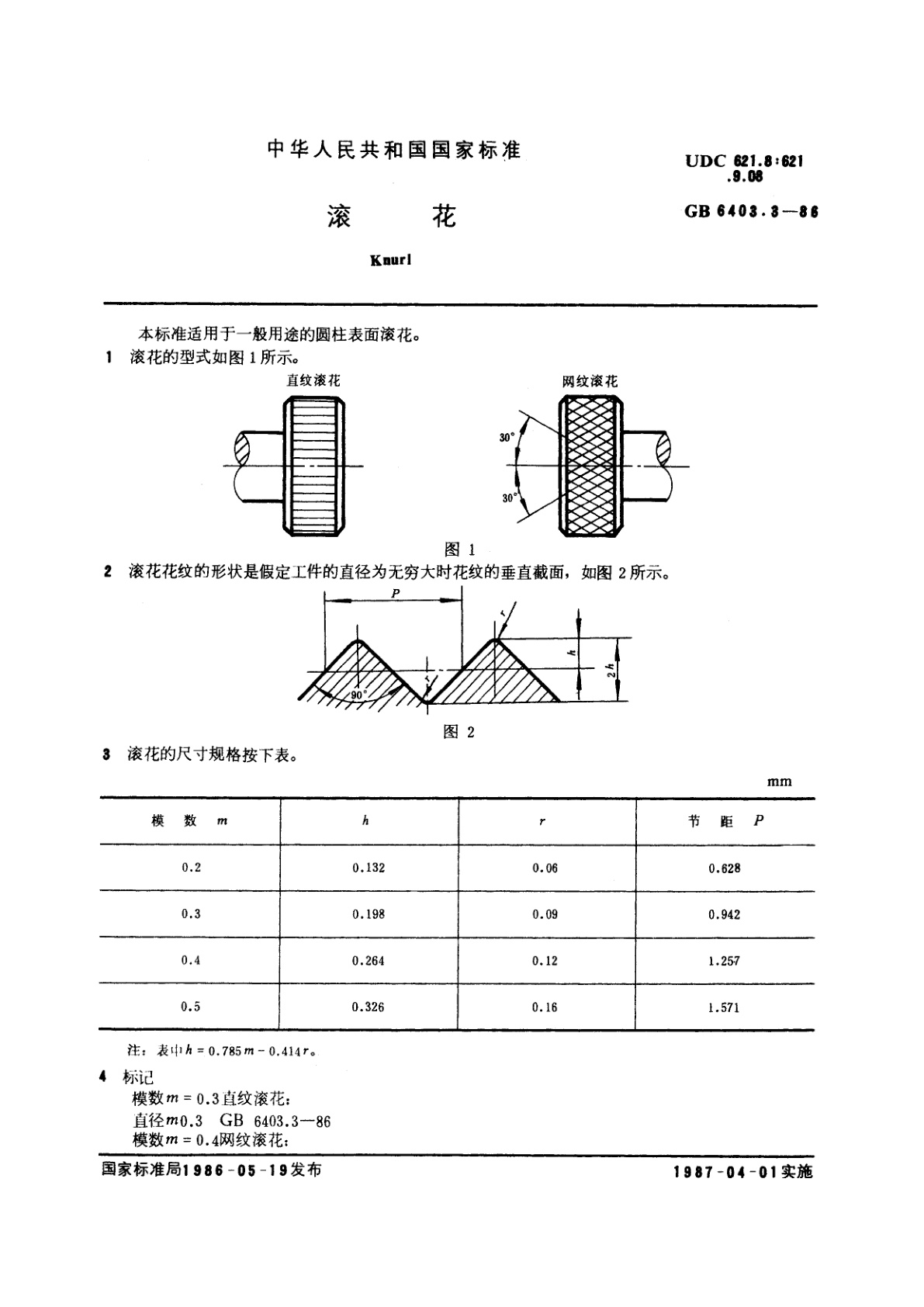 GB/T 6403.3-1986 滚花