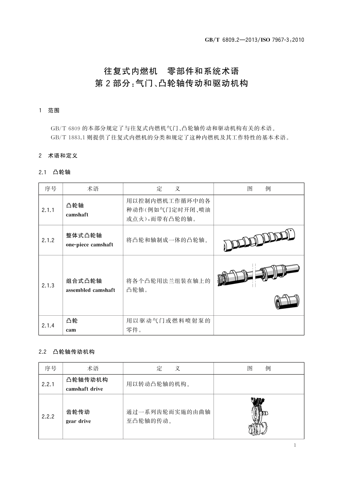 GB/T 6809.2-2013 往复式内燃机　零部件和系统术语　第2部分：气门、凸轮轴传动和驱动机构