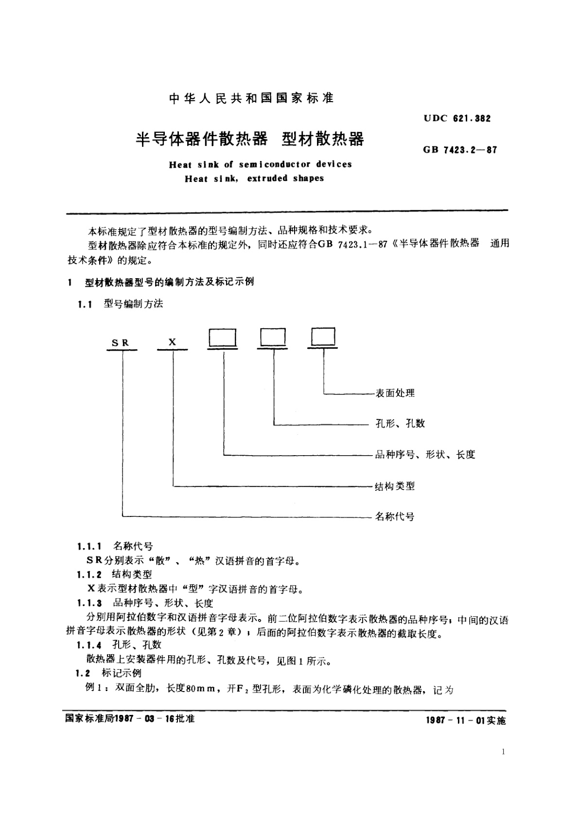 GB/T 7423.2-1987 半导体器件散热器　型材散热器