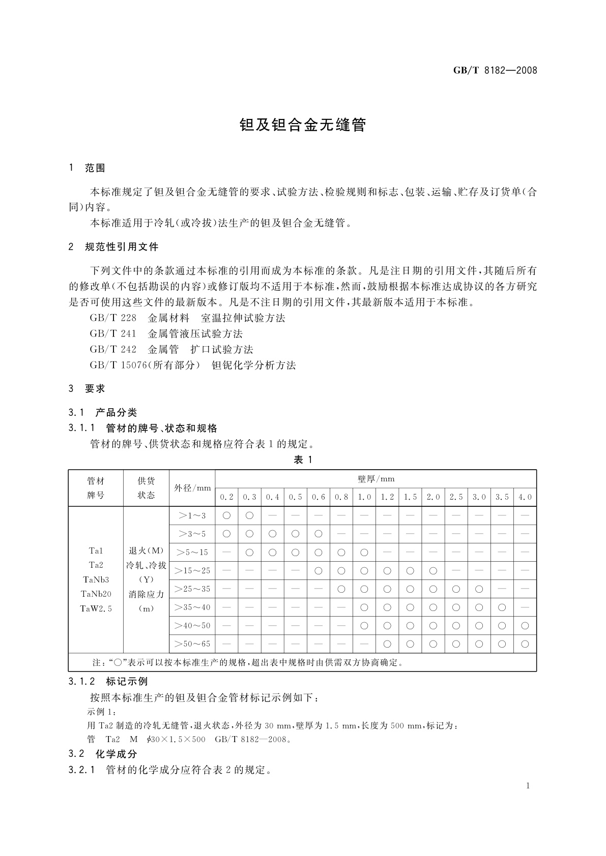 GB/T 8182-2008 钽及钽合金无缝管
