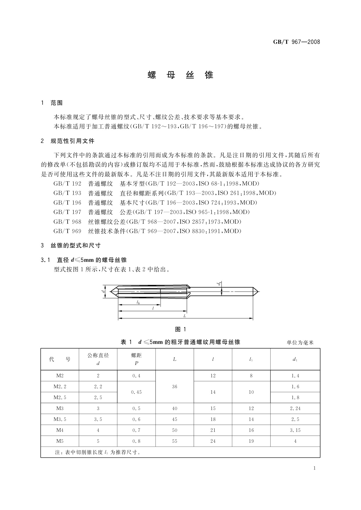 GB/T 967-2008 螺母丝锥