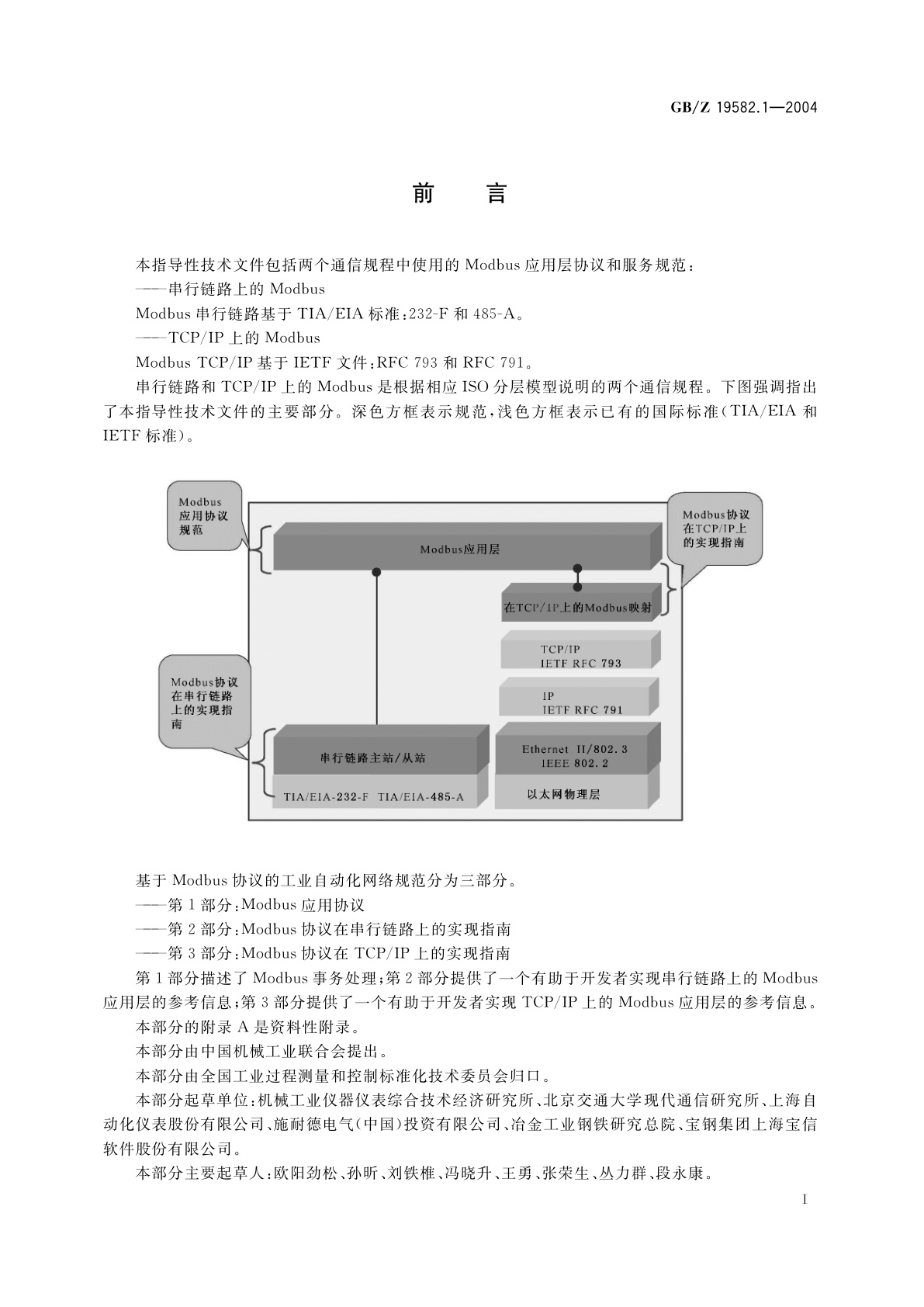 GB/Z 19582.1-2004 基于Modbus协议的工业自动化网络规范　第1部分：Modbus应用协议