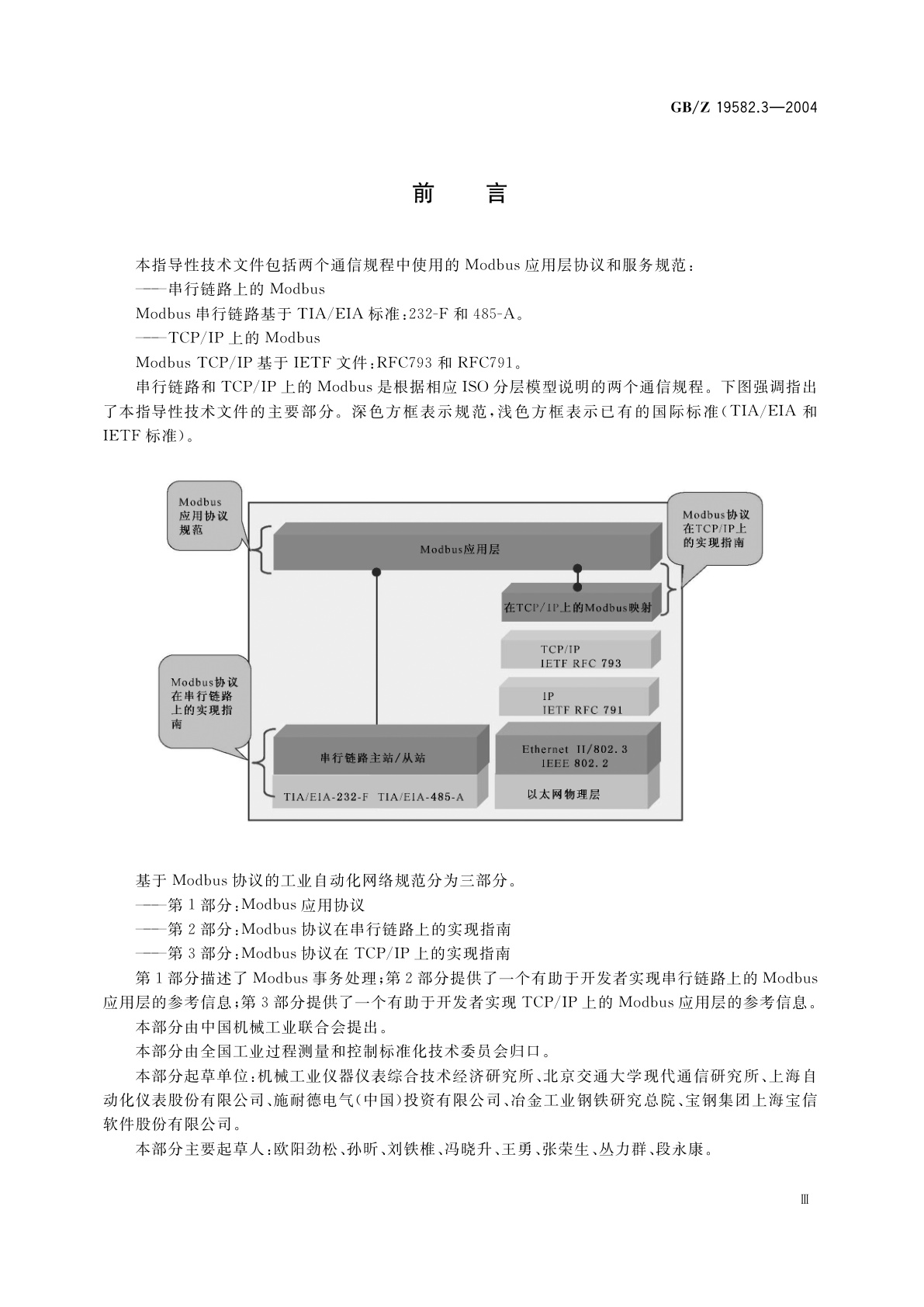 GB/Z 19582.3-2004 基于Modbus协议的工业自动化网络规范　第3部分：Modbus协议在TCP/IP上的实现指南