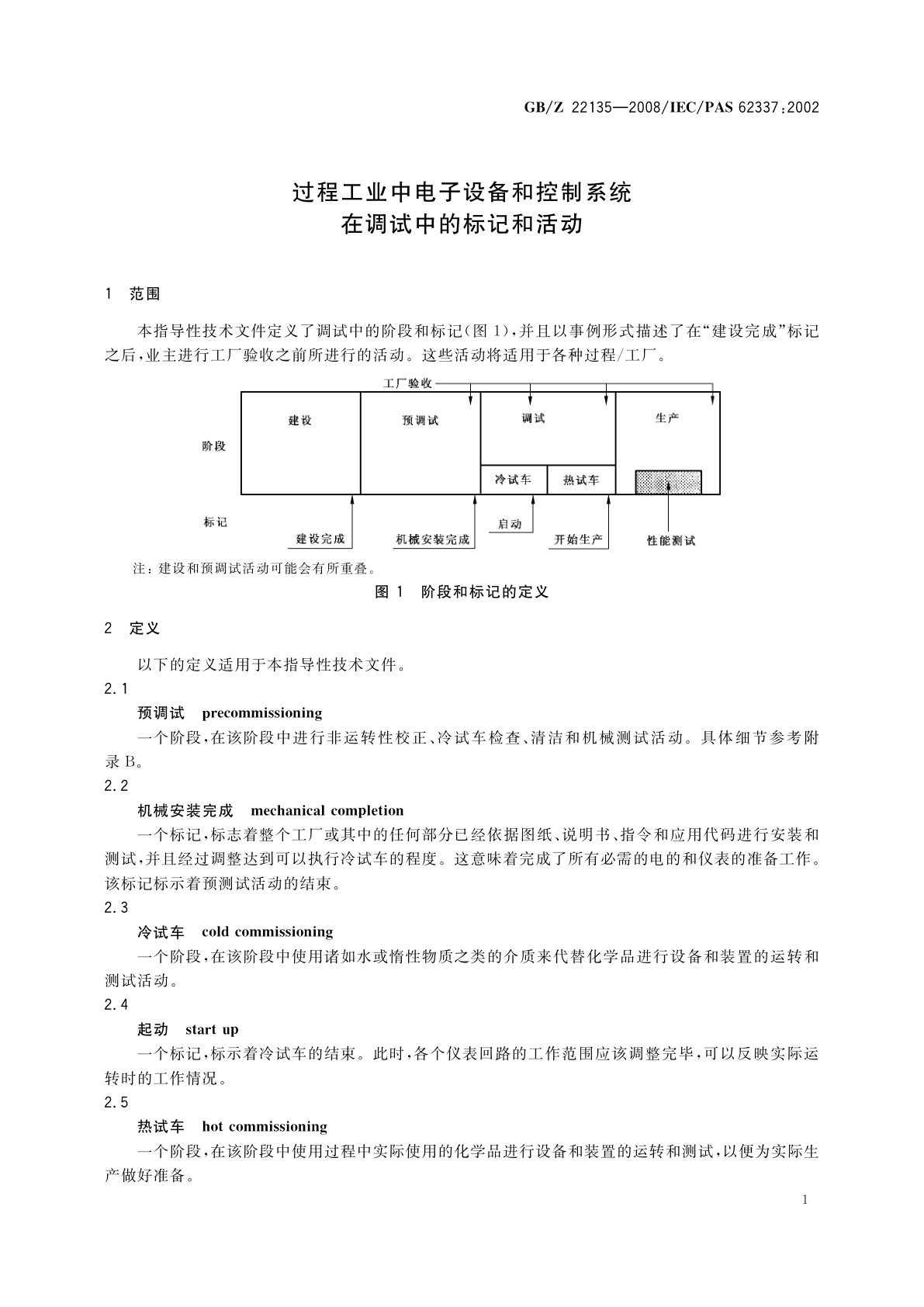 GB/Z 22135-2008 过程工业中电子设备和控制系统在调试中的标记和活动