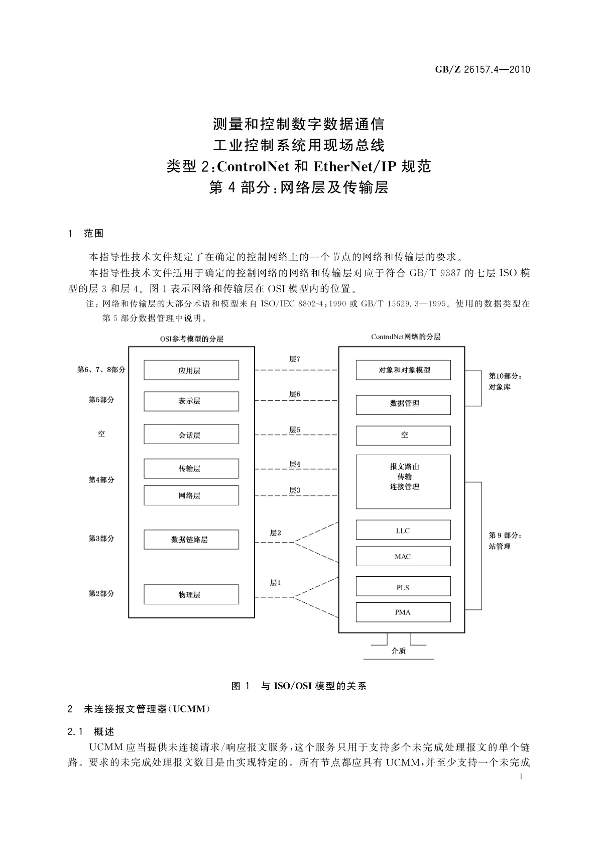 GB/Z 26157.4-2010 测量和控制数字数据通信　工业控制系统用现场总线　类型2：ControlNet和EtherNet/IP规范　第4部分：网络层及传输层