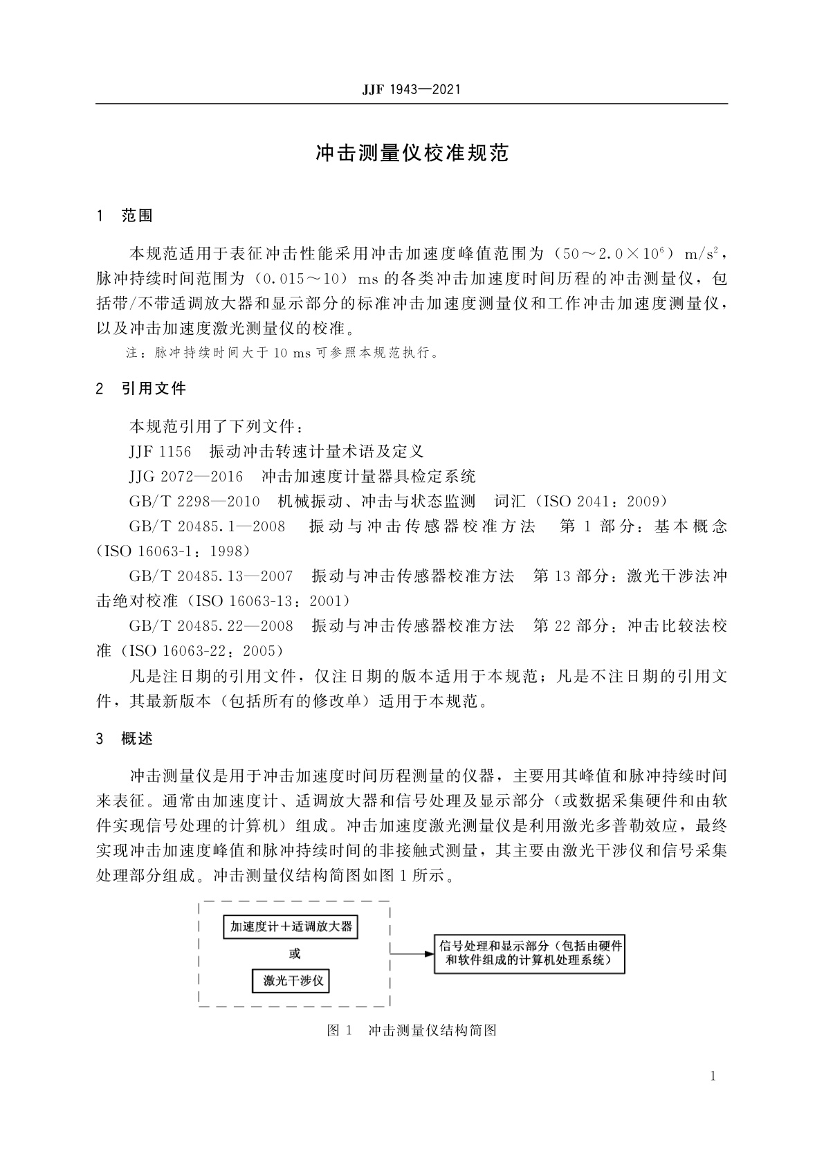 JJF 1943-2021 冲击测量仪校准规范