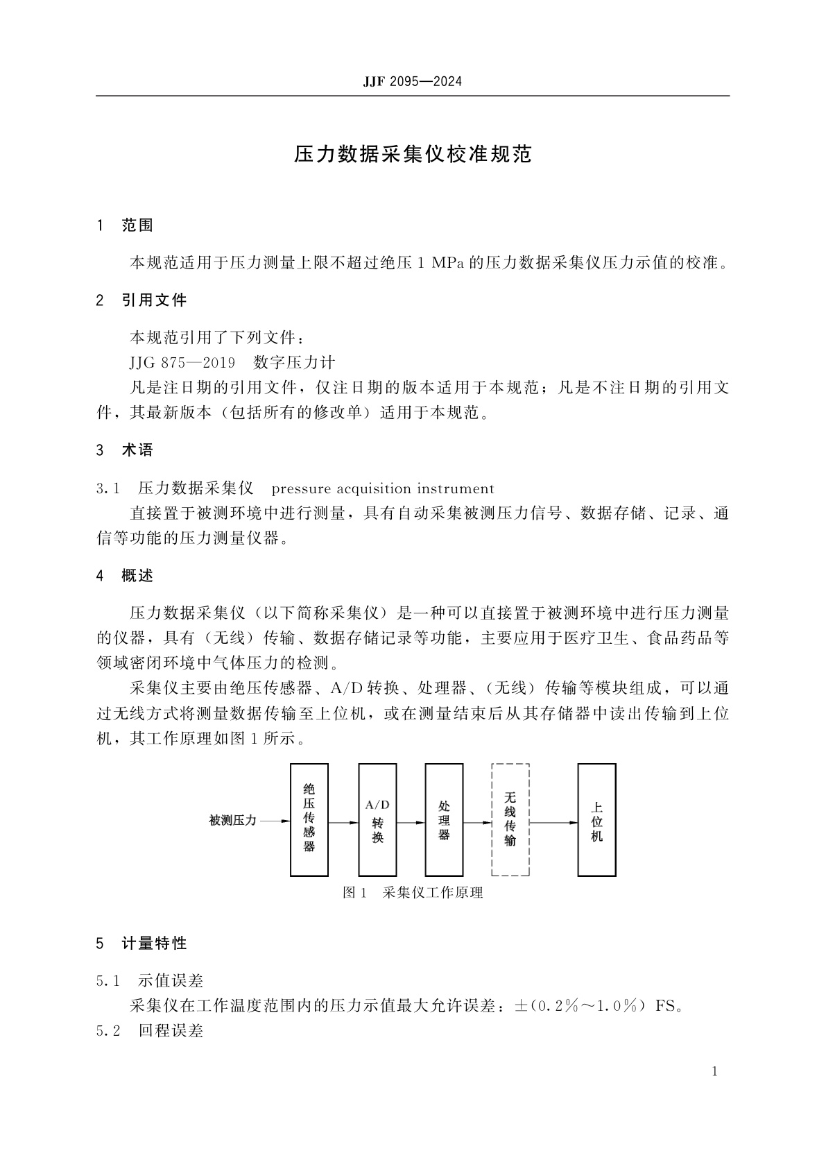 JJF 2095-2024 压力数据采集仪校准规范