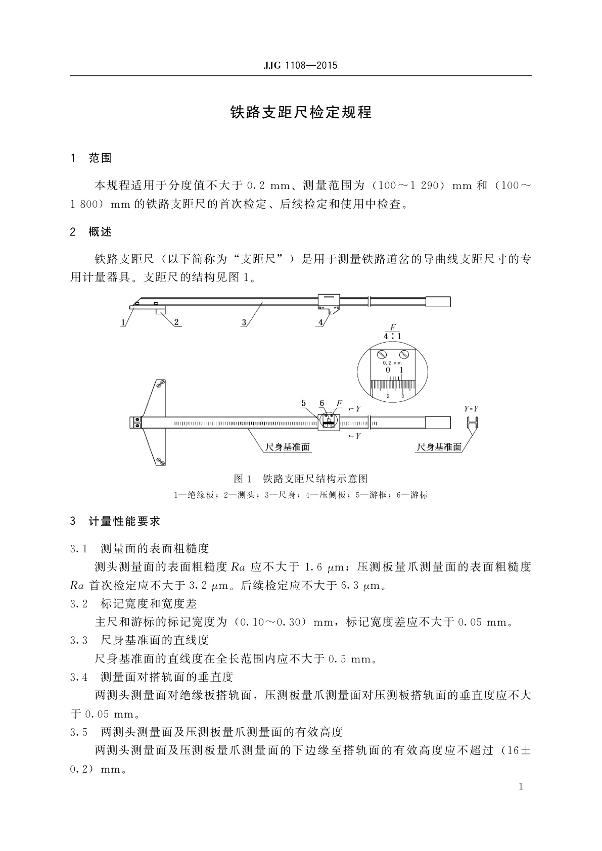 JJG 1108-2015 铁路支距尺