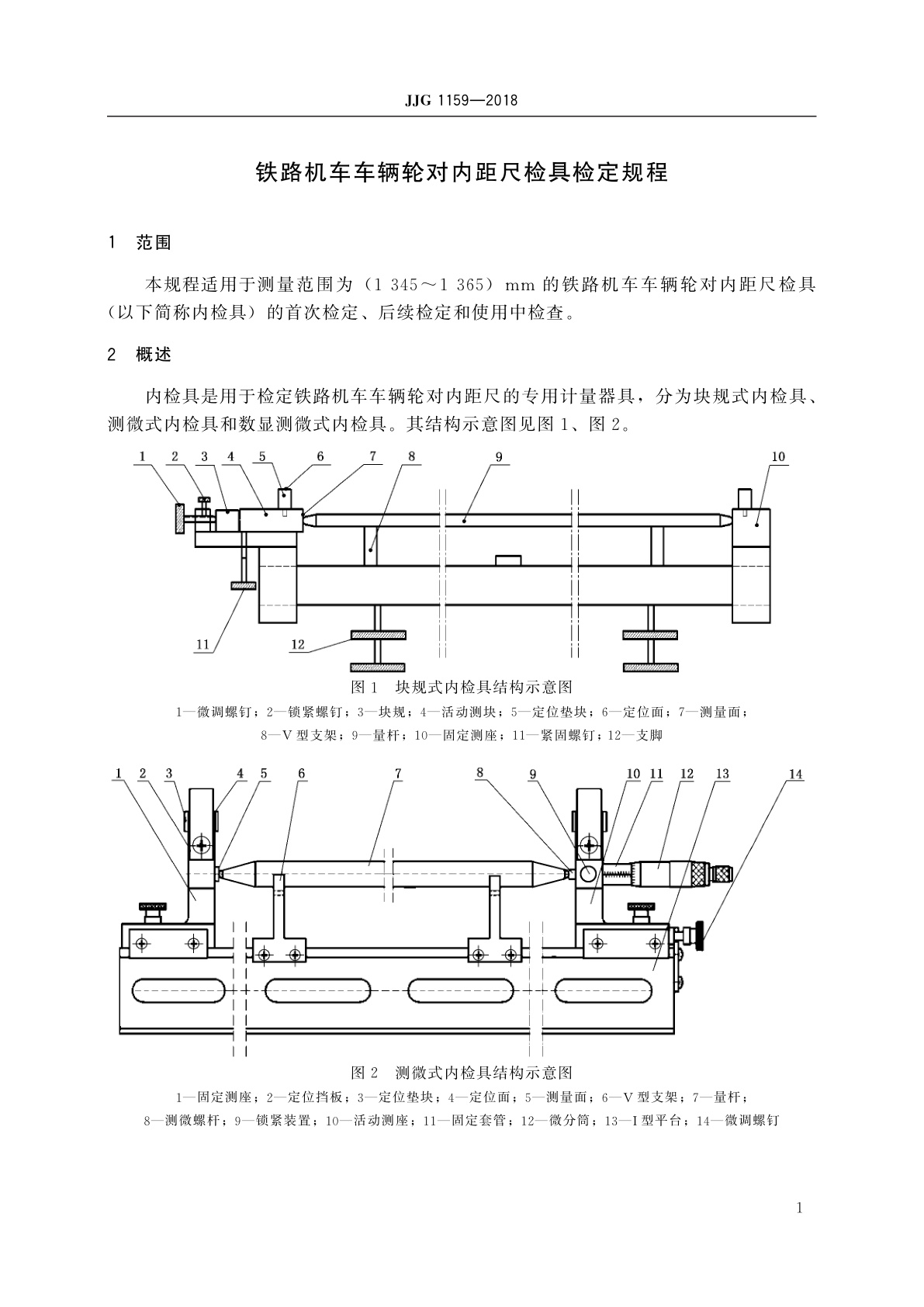 JJG 1159-2018 铁路机车车辆轮对内距尺检具
