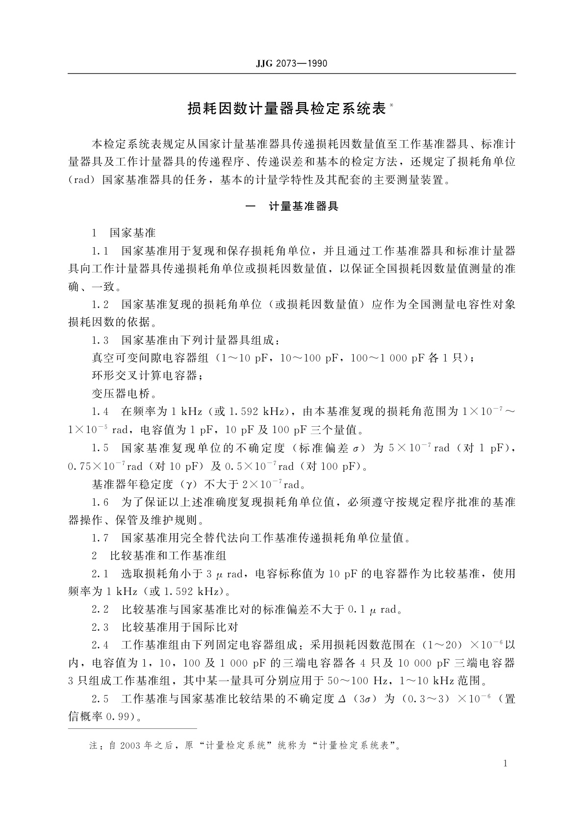 JJG 2073-1990 损耗因数计量器具
