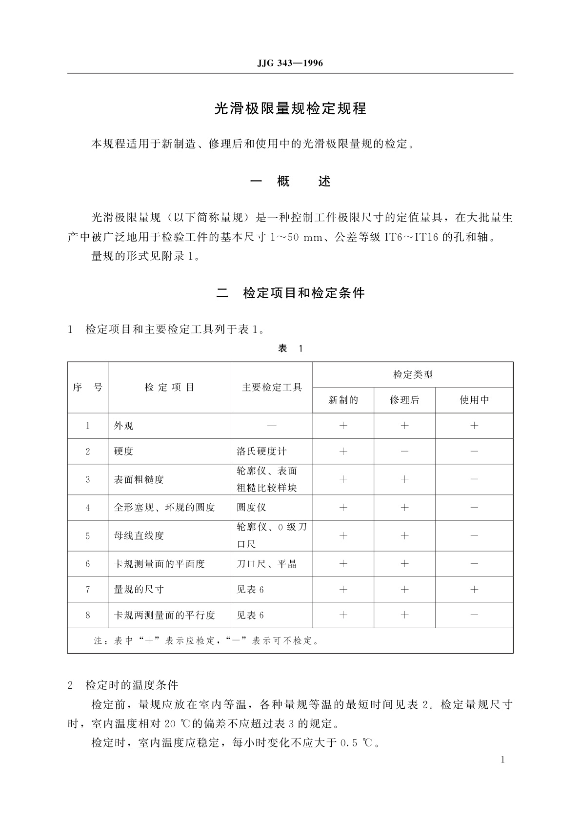 JJG 343-1996 光滑极限量规