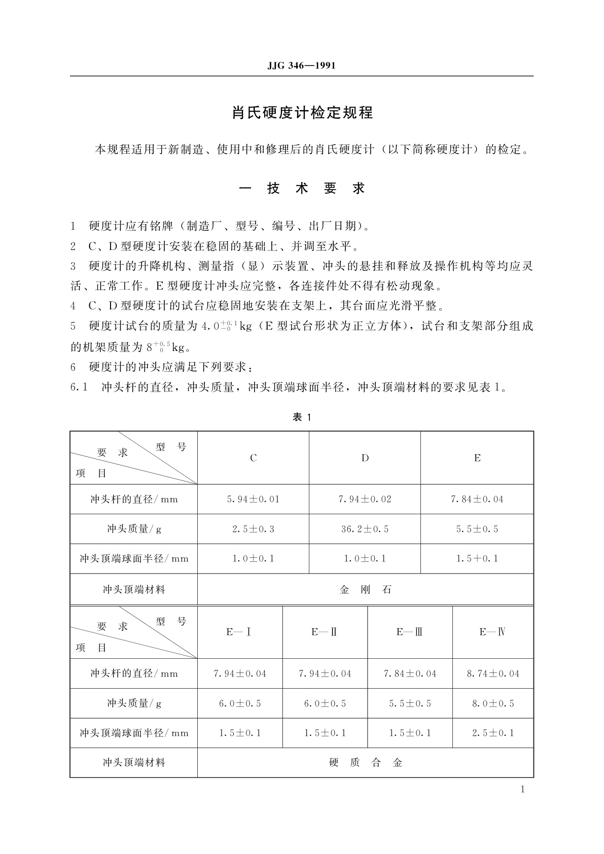 JJG 346-1991 肖氏硬度计