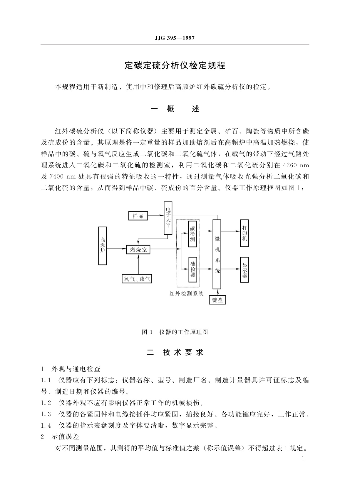 JJG 395-1997 定碳定硫分析仪