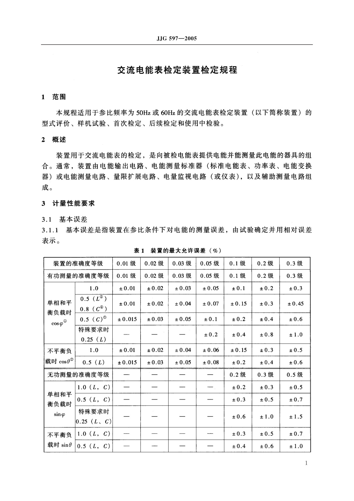 JJG 597-2005 交流电能表检定装置
