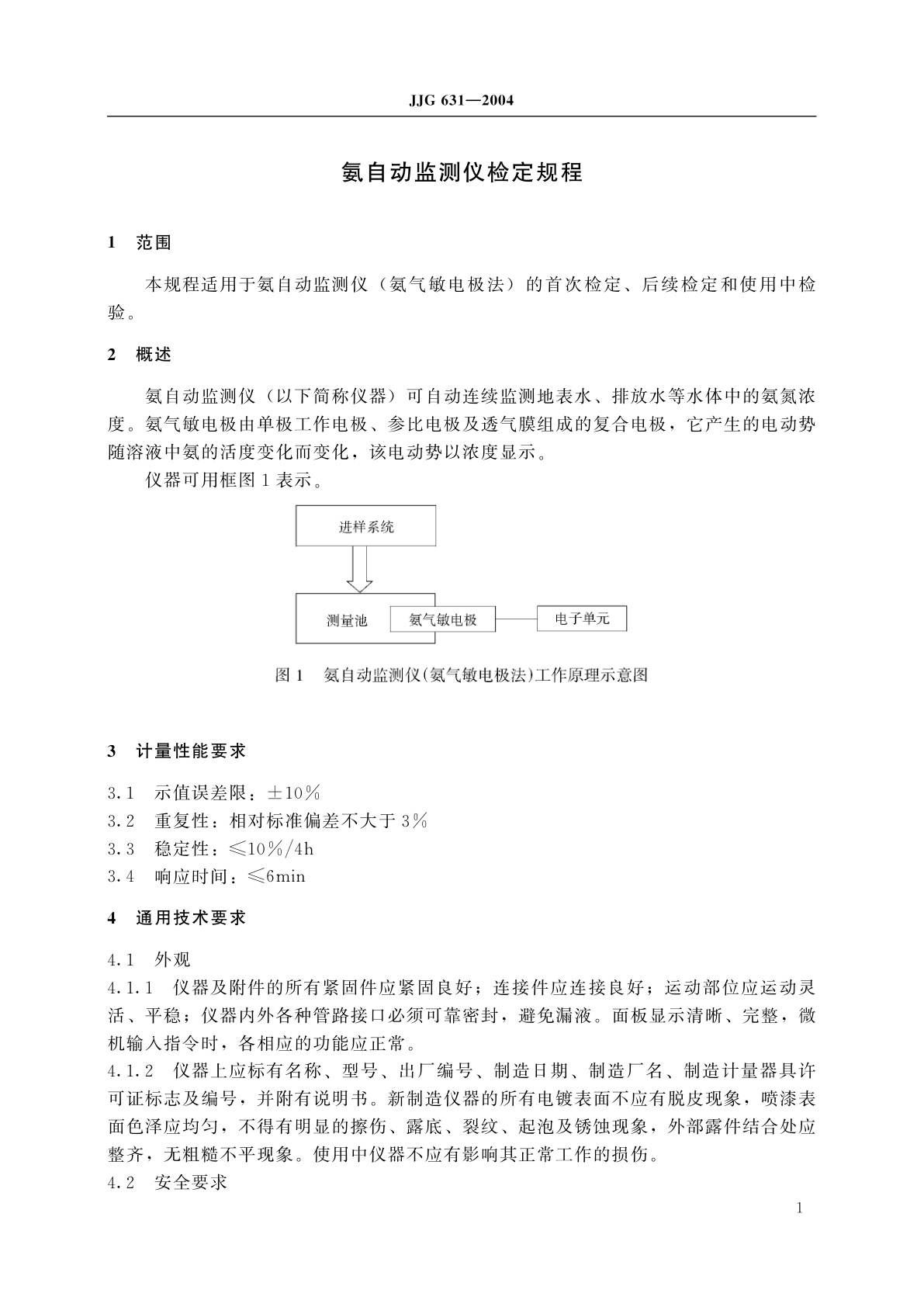 JJG 631-2004 氨自动监测仪