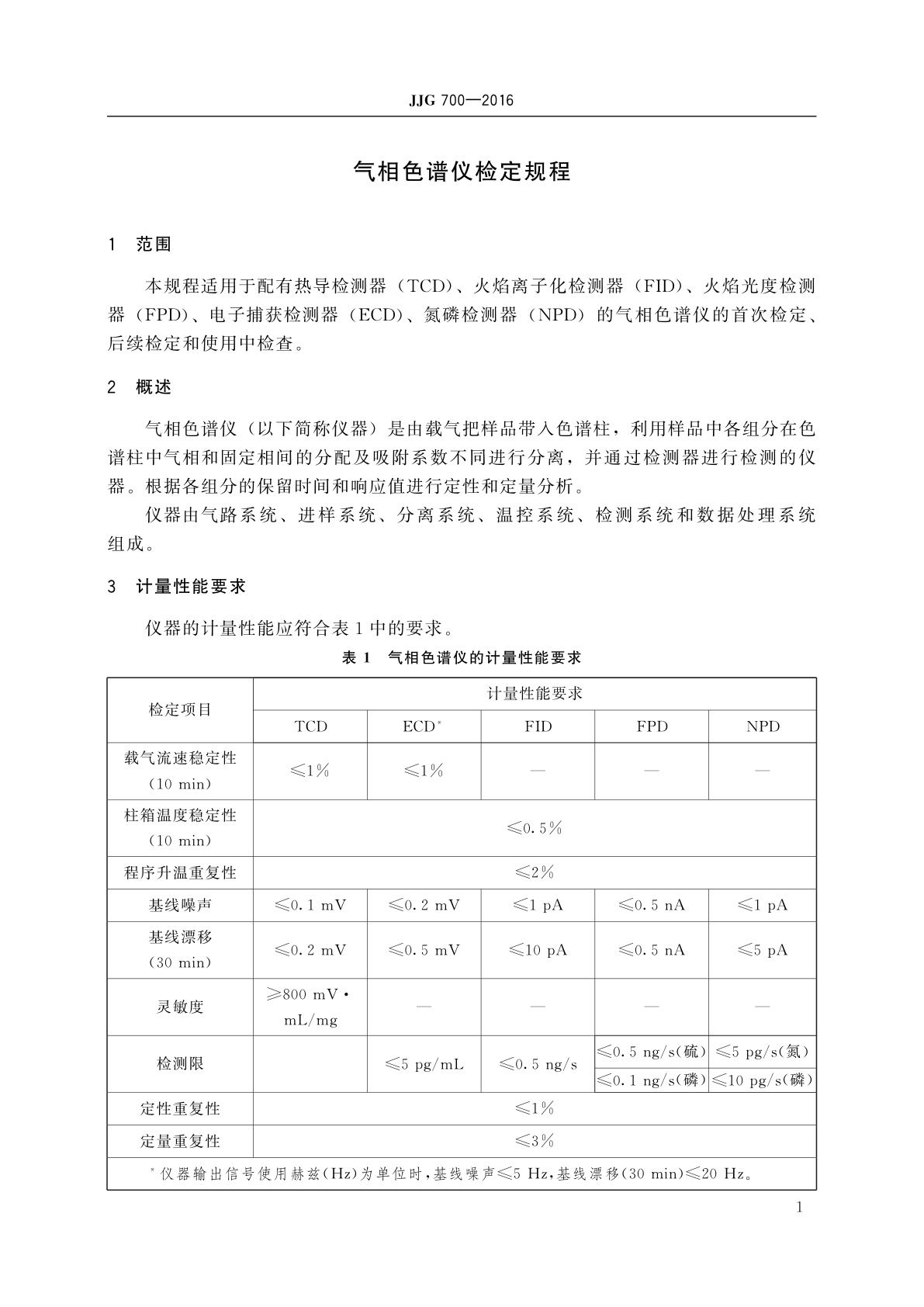 JJG 700-2016 气相色谱仪