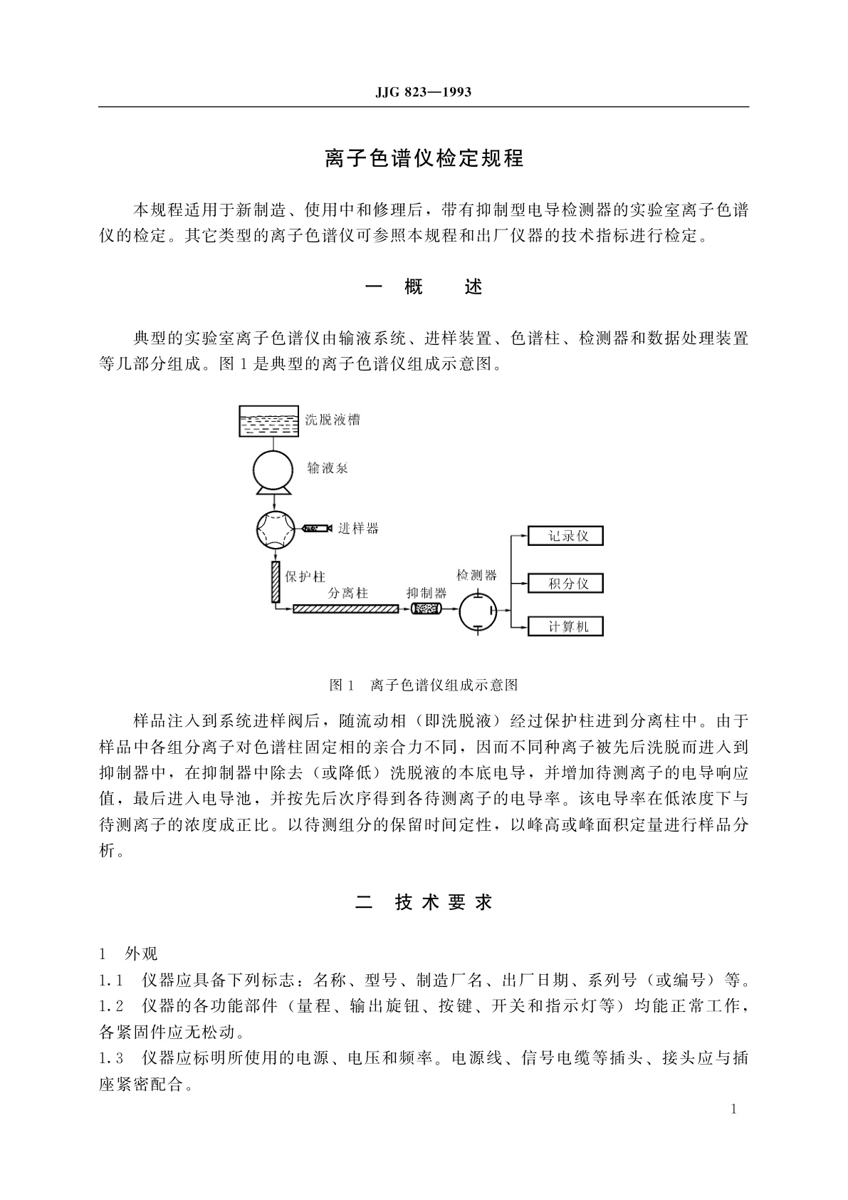 JJG 823-1993 离子色谱仪