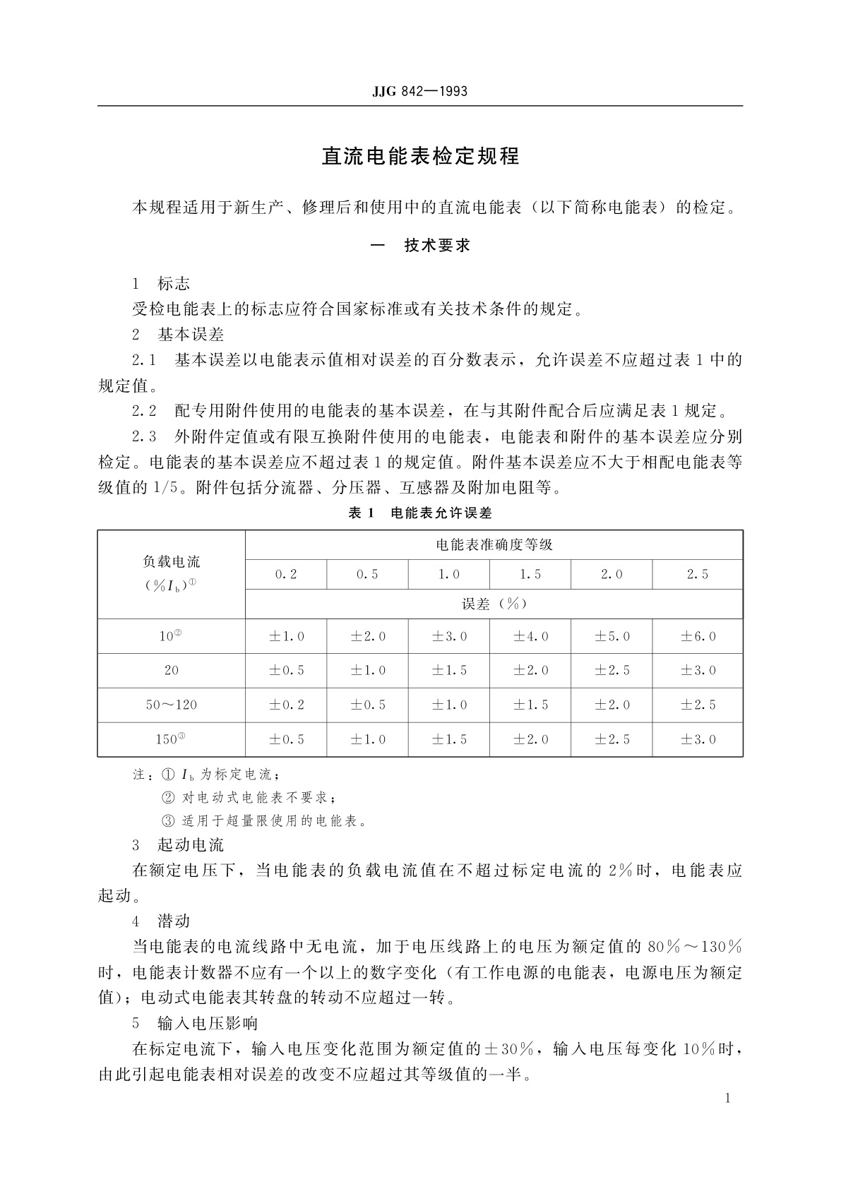 JJG 842-1993 直流电能表